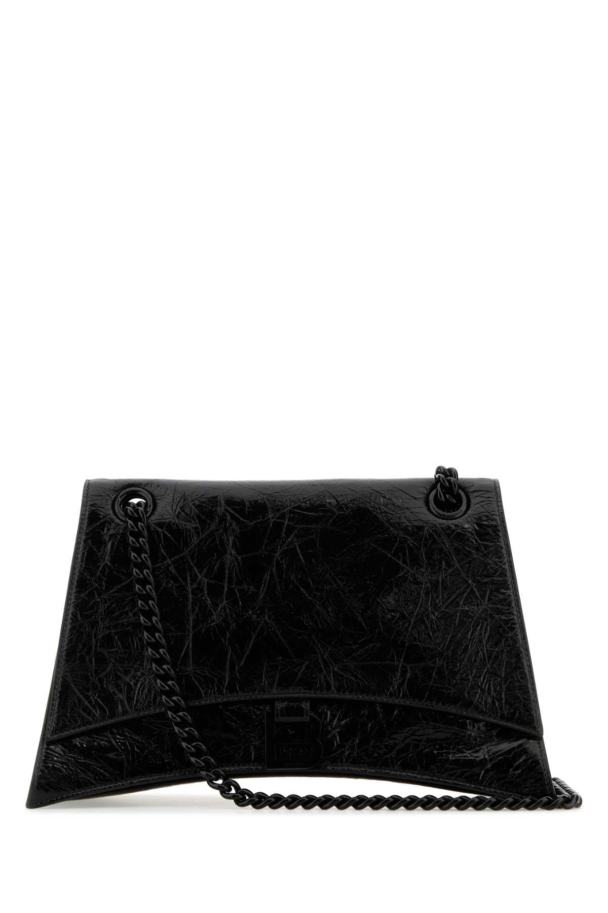 Balenciaga Women Black Leather Medium Crush Shoulder Bag DestGlow