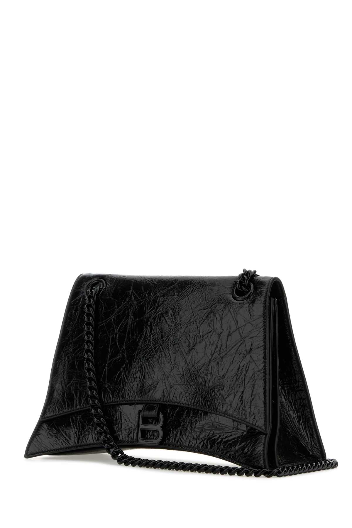 Balenciaga Women Black Leather Medium Crush Shoulder Bag DestGlow