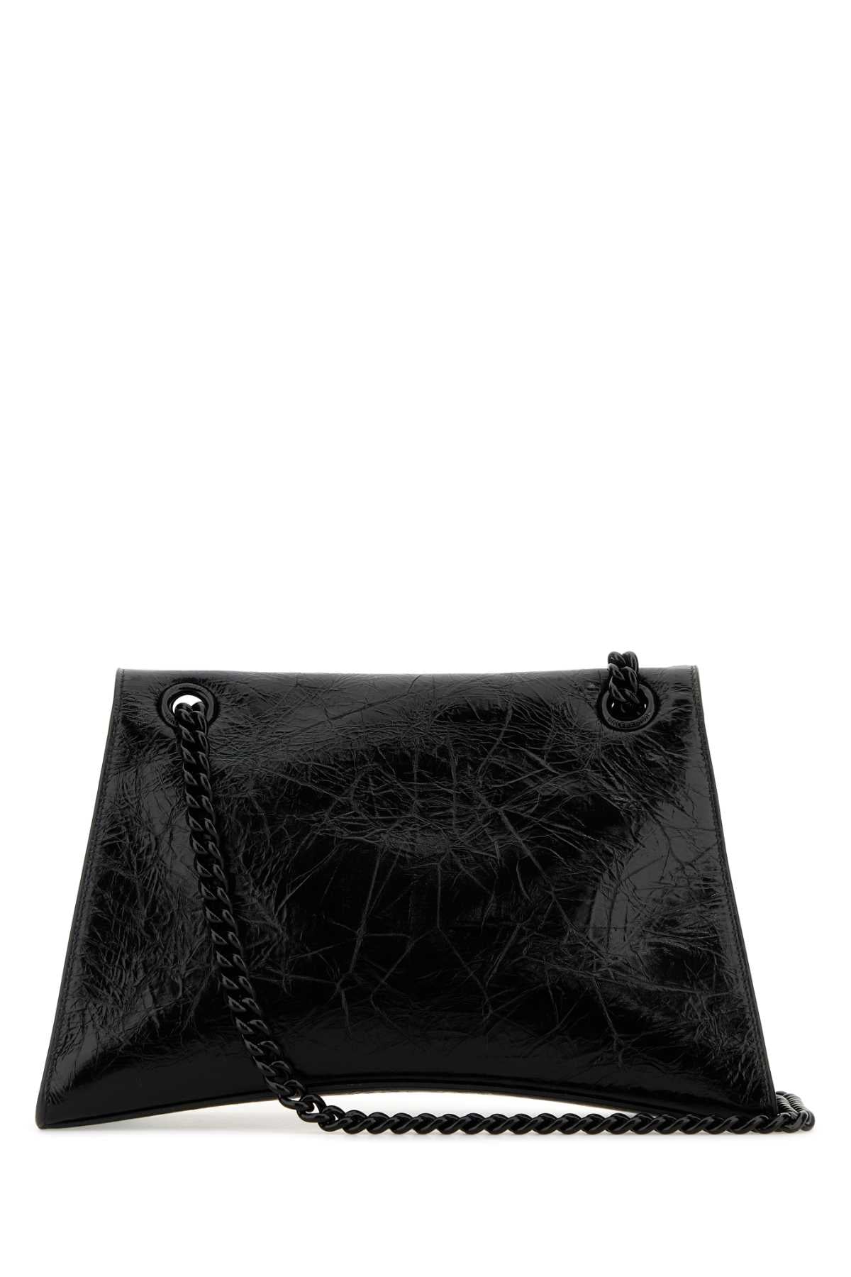Balenciaga Women Black Leather Medium Crush Shoulder Bag DestGlow