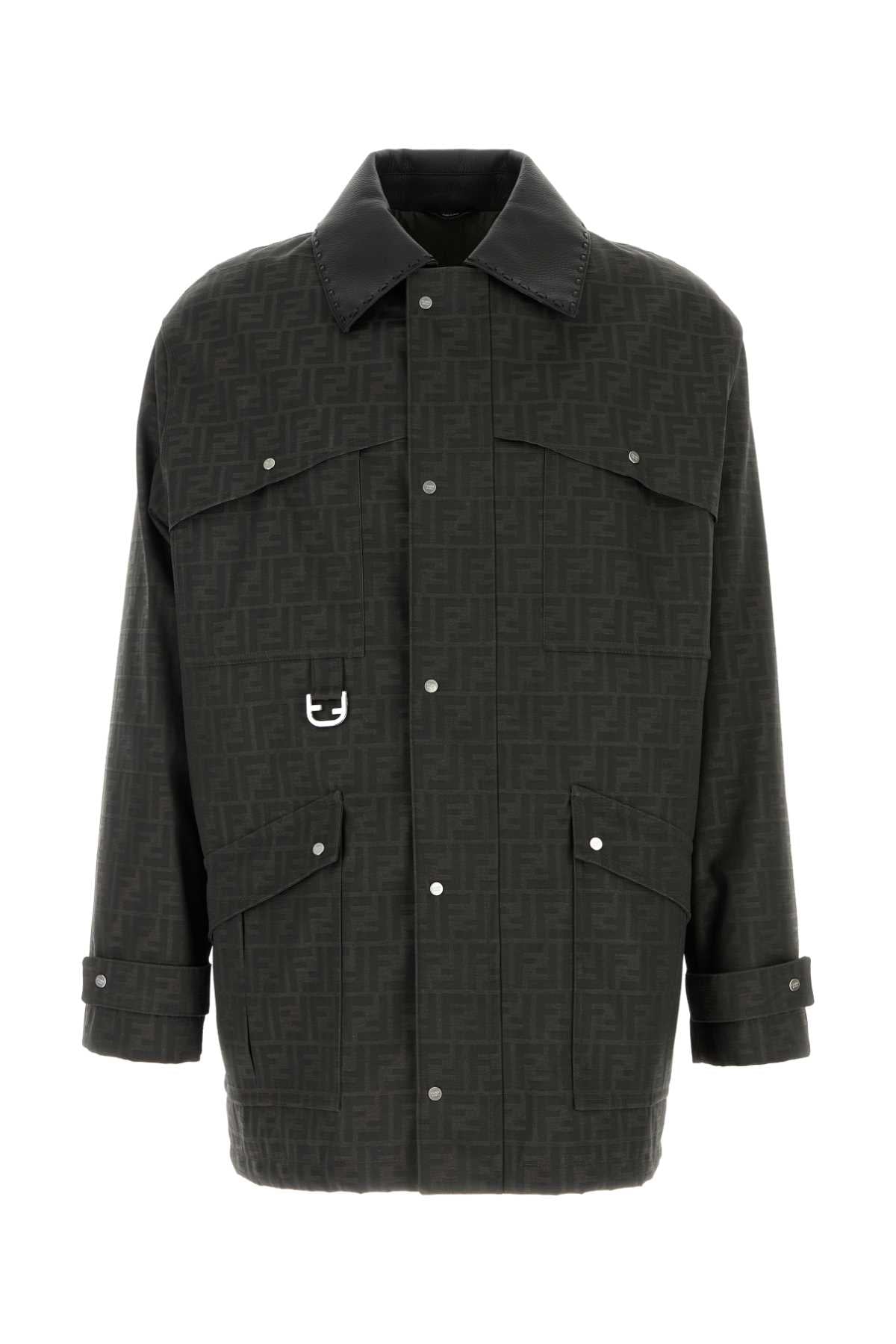 Fendi Men Embroidered Canvas Coat DestGlow