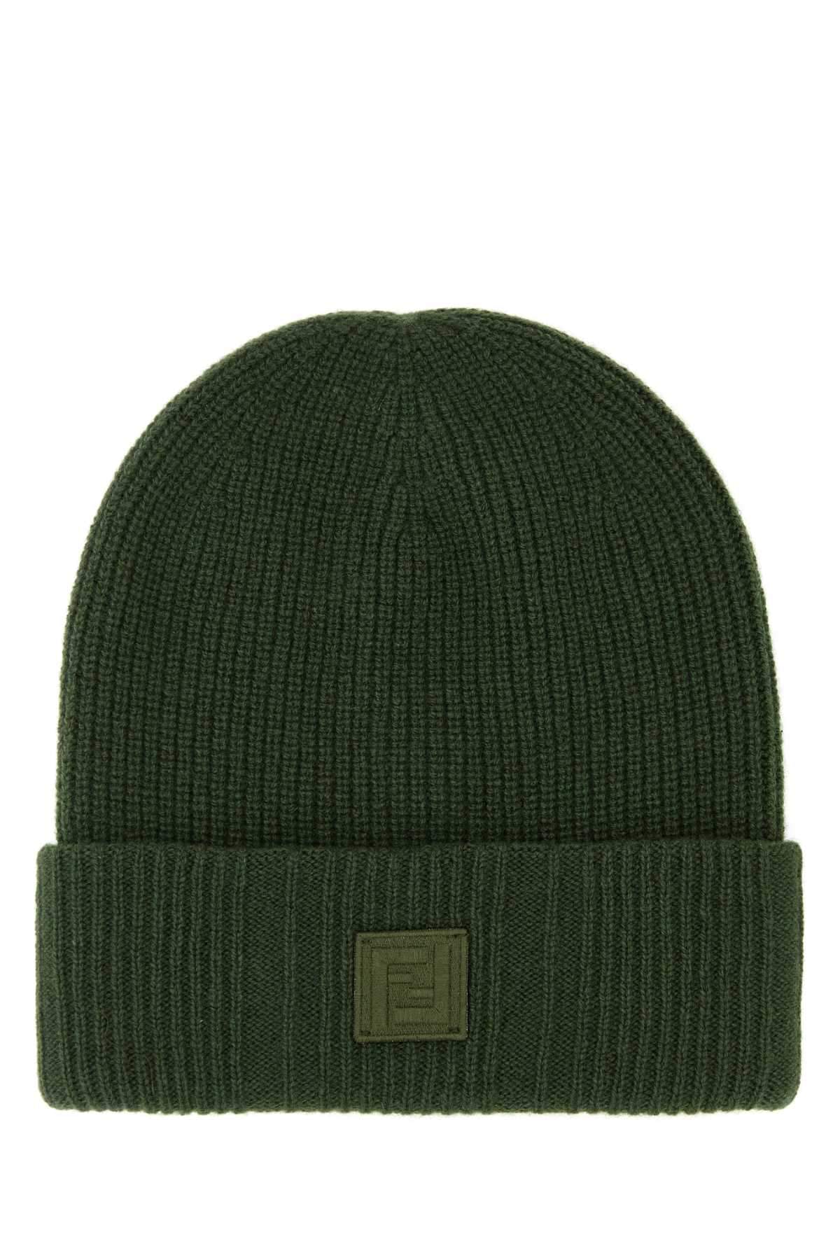 Fendi Men Green Wool Blend Beanie Hat DestGlow