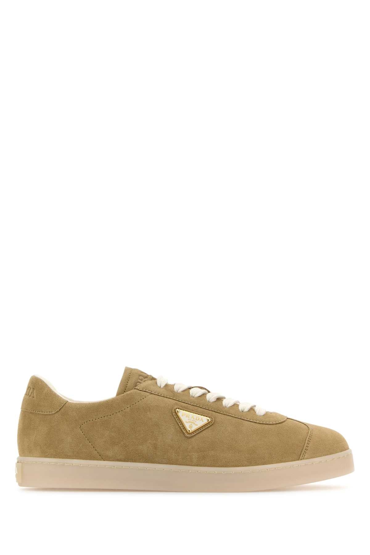 Prada Men Beige Suede Sneakers DestGlow