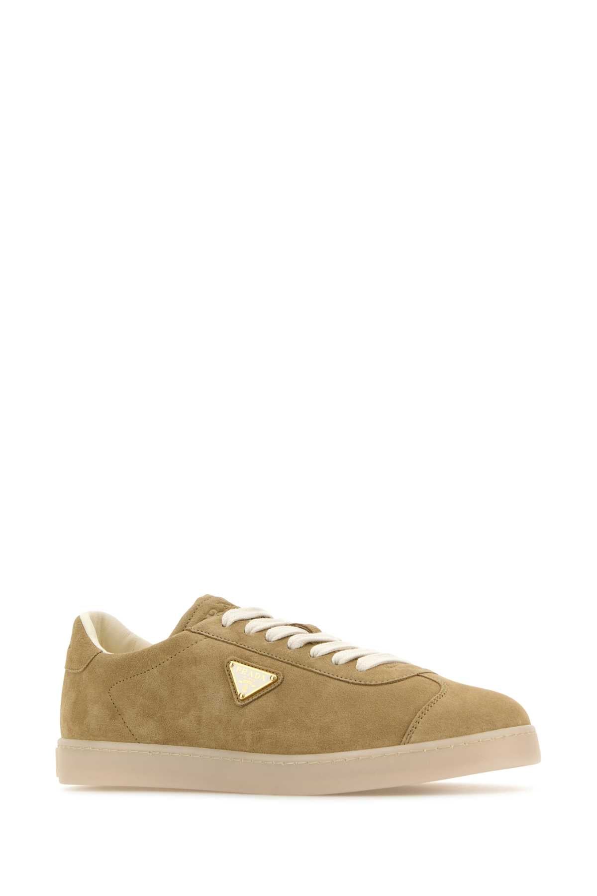 Prada Men Beige Suede Sneakers DestGlow