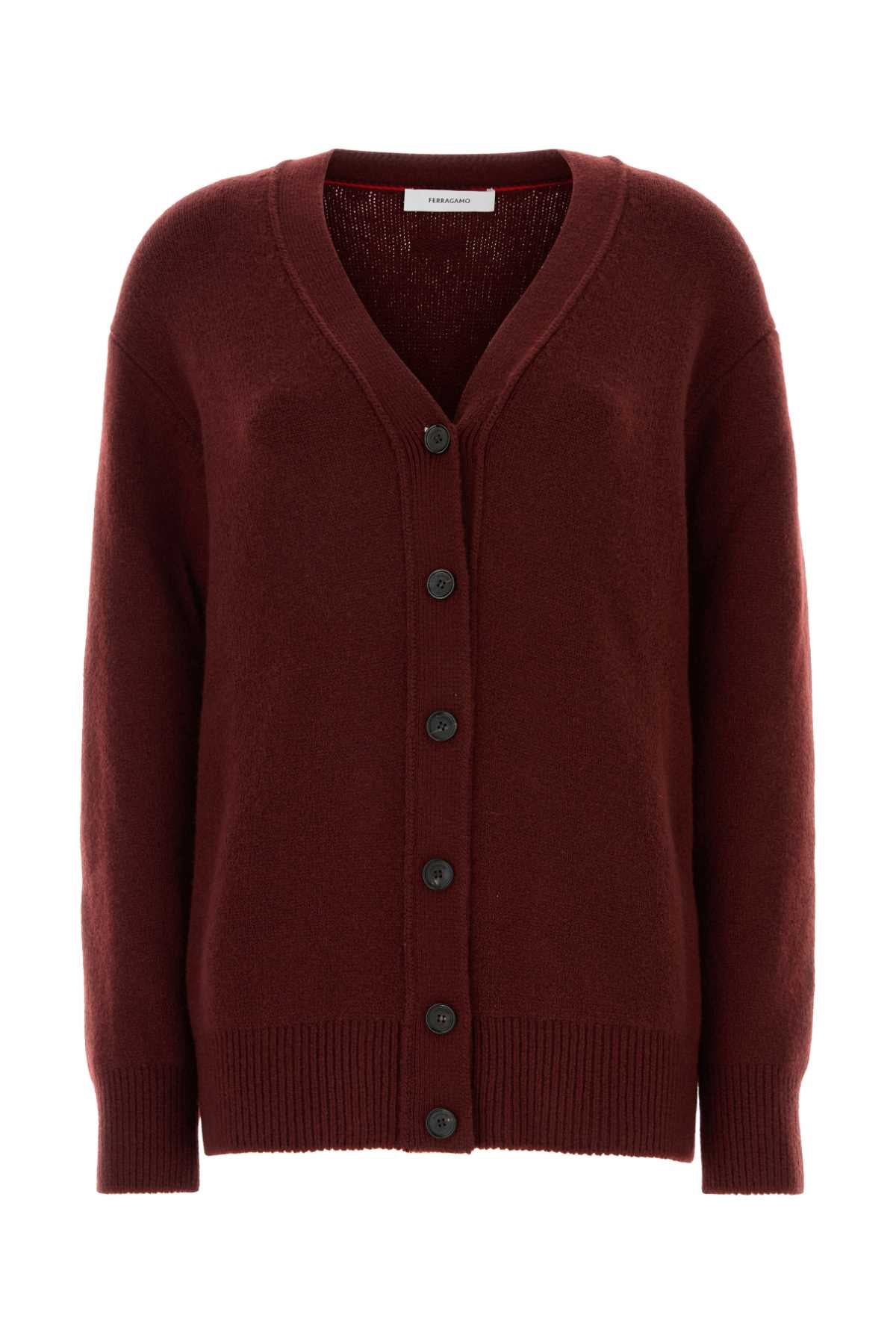 Salvatore Ferragamo Women Burgundy Cashmere Blend Cardigan