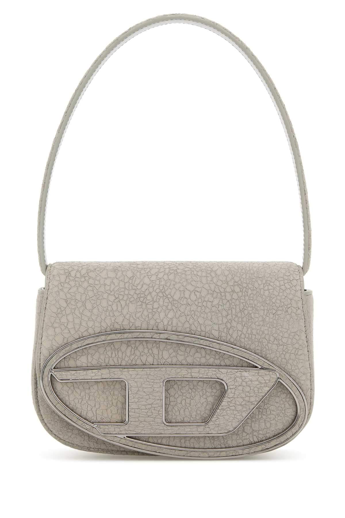Diesel Women Light Grey Leather 1Dr Shoulder Bag DestGlow