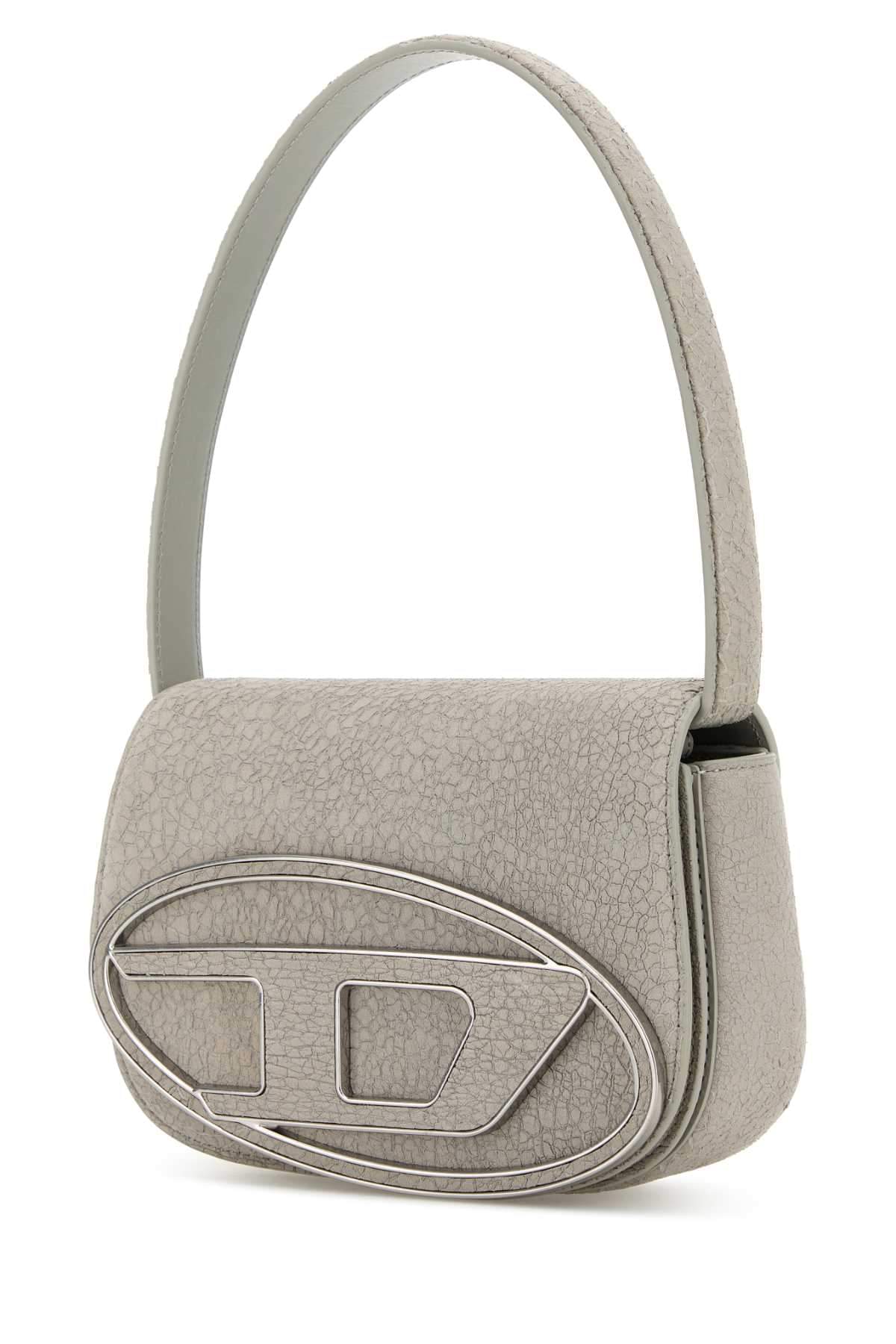 Diesel Women Light Grey Leather 1Dr Shoulder Bag DestGlow