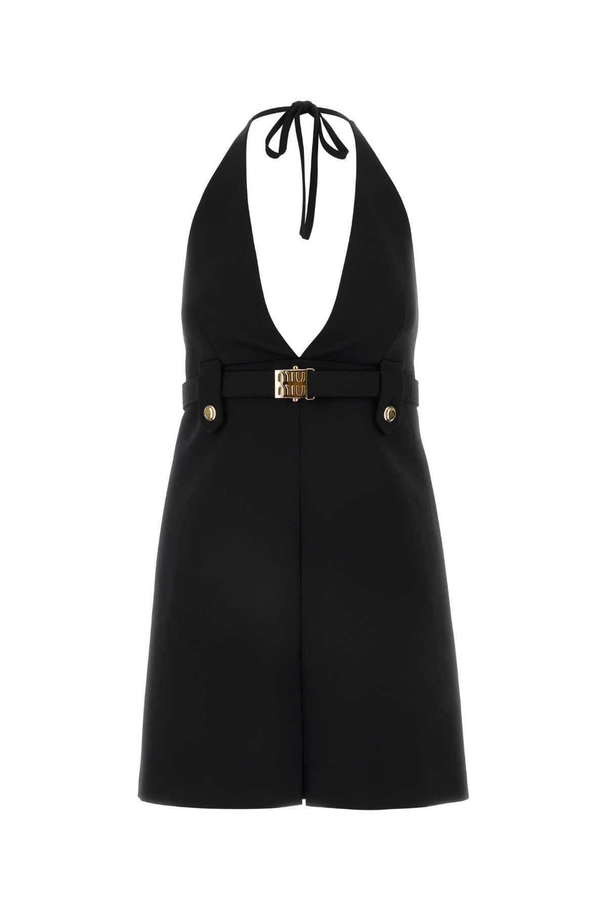Miu Miu Women Black Stretch Wool Dress DestGlow