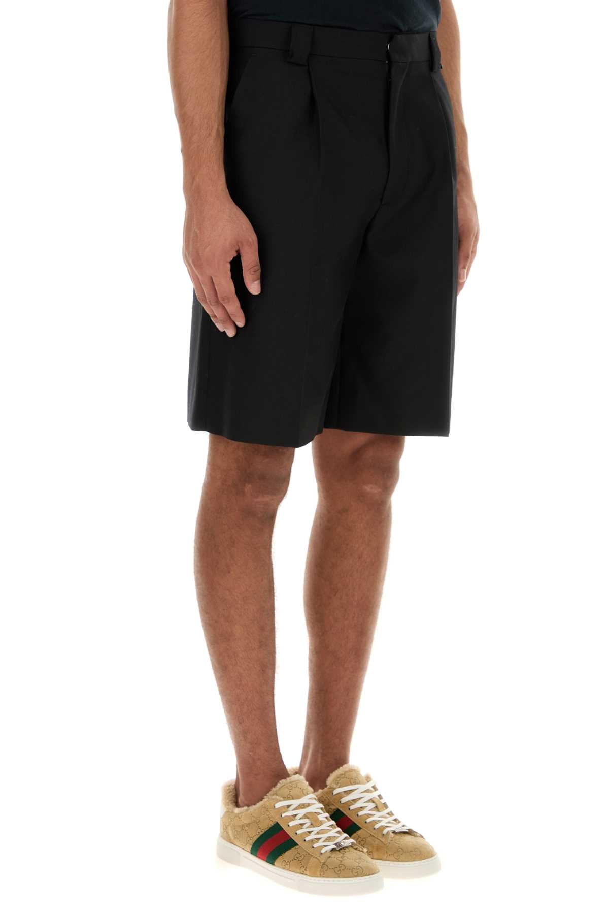Gucci Men Black Twill Bermuda Shorts DestGlow