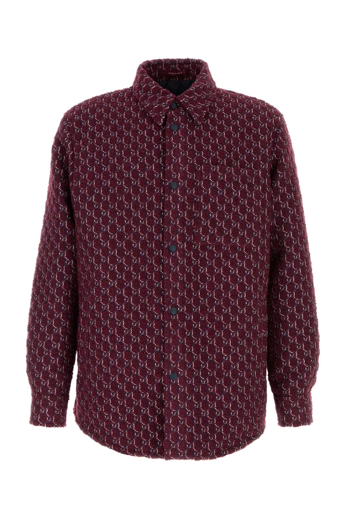 Gucci Men Burgundy Boucle Padded Shirt DestGlow