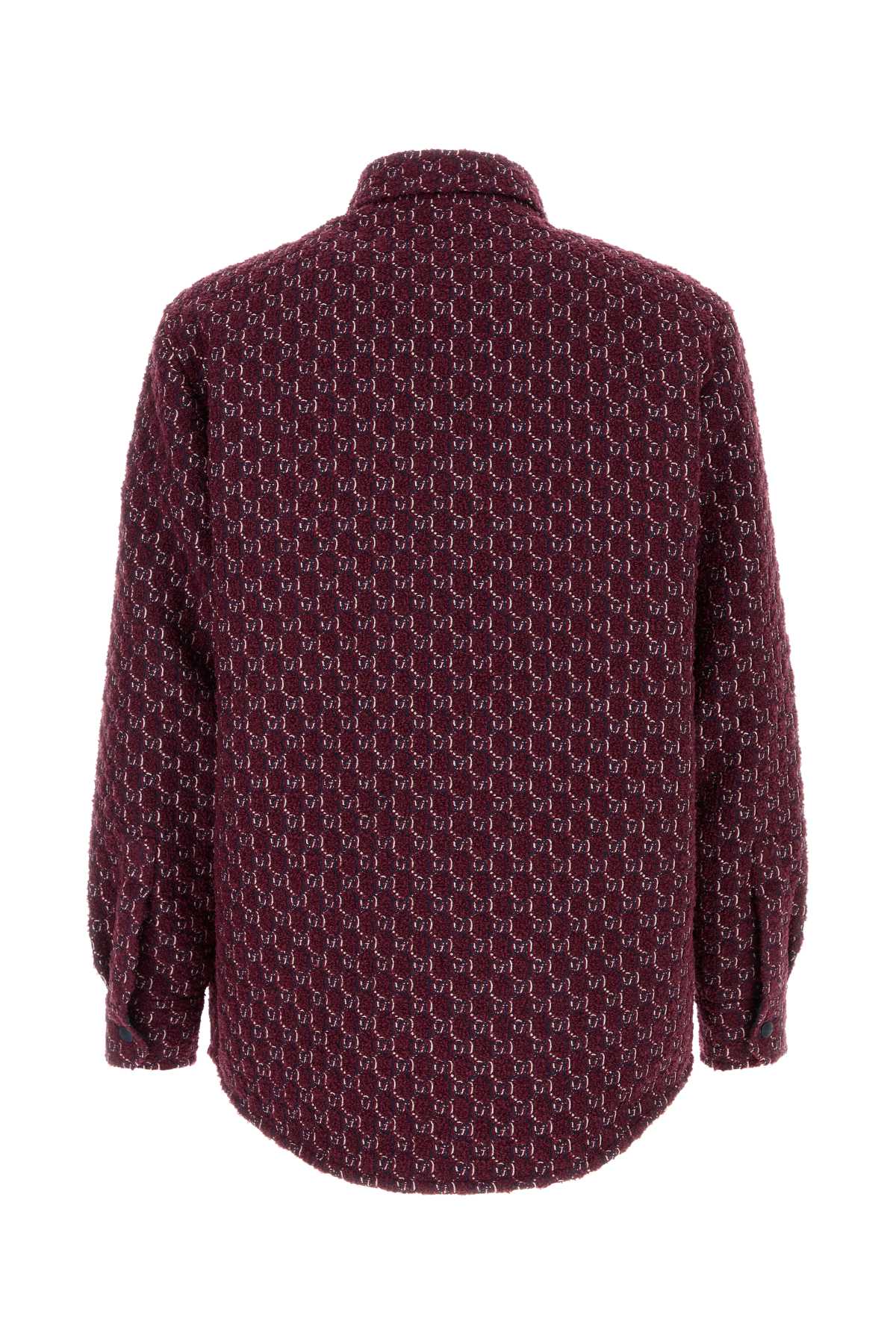 Gucci Men Burgundy Boucle Padded Shirt DestGlow