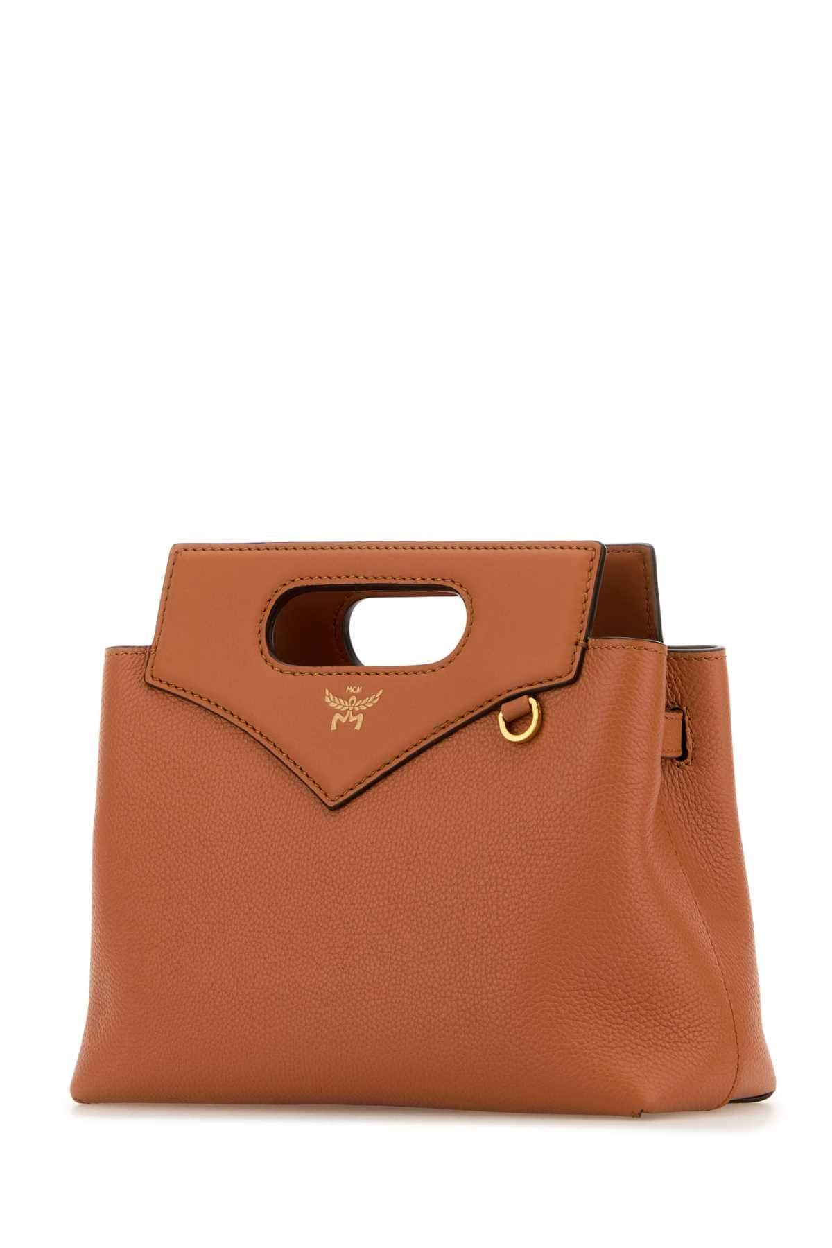 Mcm Women Caramel Leather Mini Soft Diamond Handbag DestGlow
