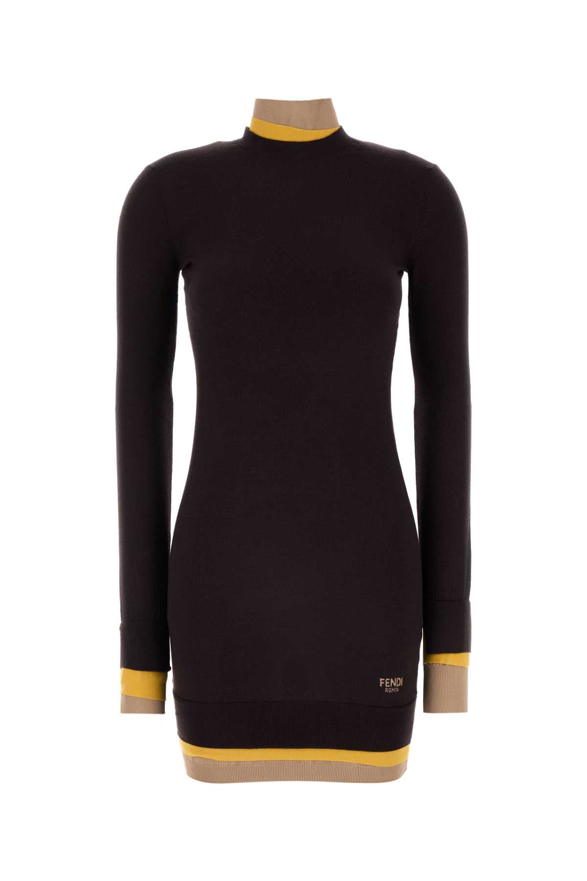 Fendi Women Plum Wool Blend Dress DestGlow