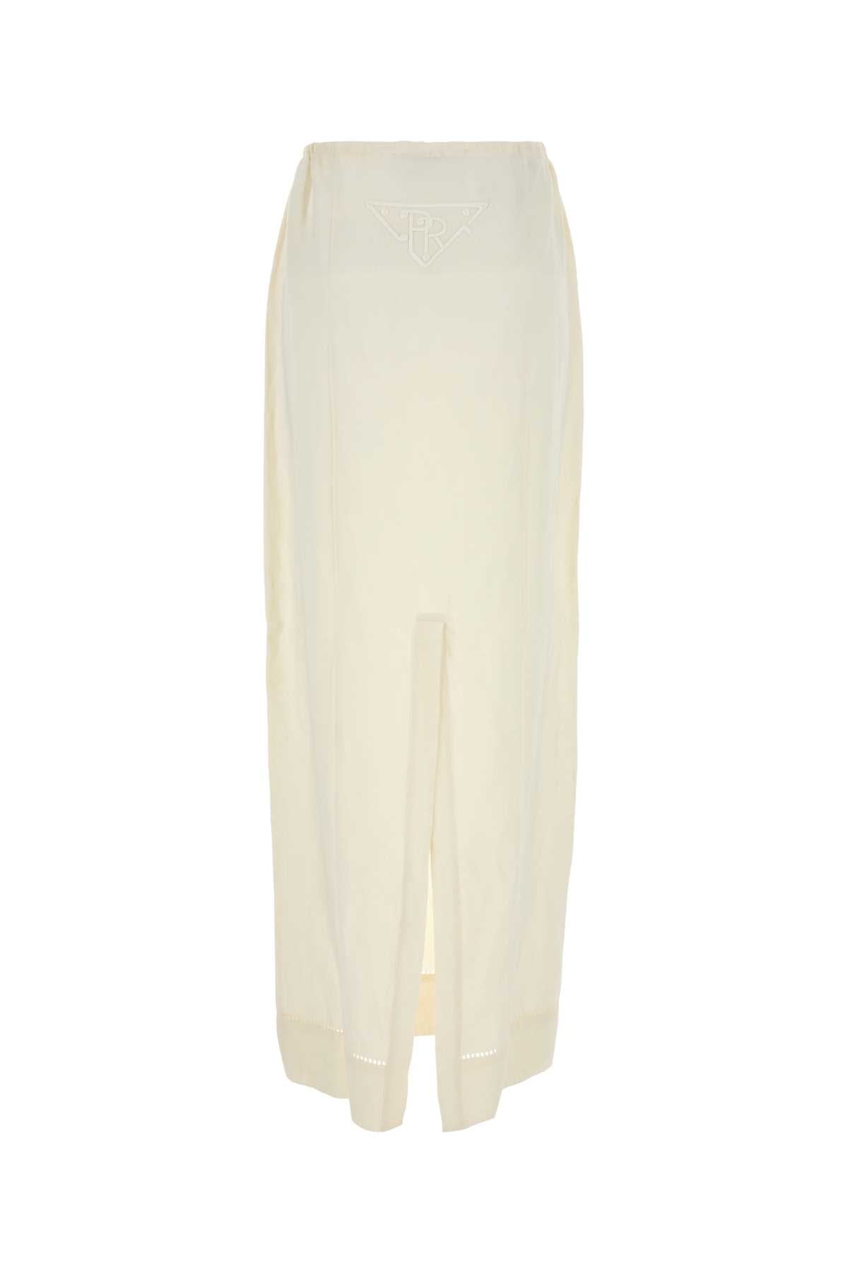 Prada Women Ivory Linen Skirt by Luosophy
