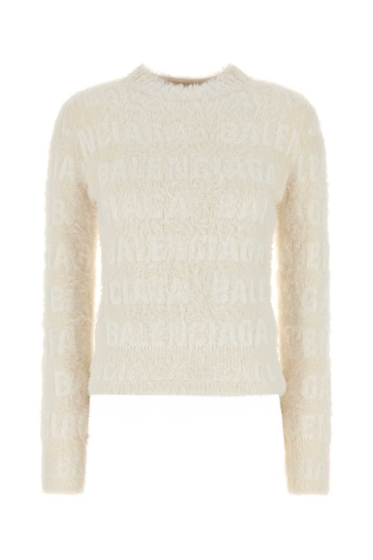Balenciaga Women Ivory Wool Blend Sweater DestGlow