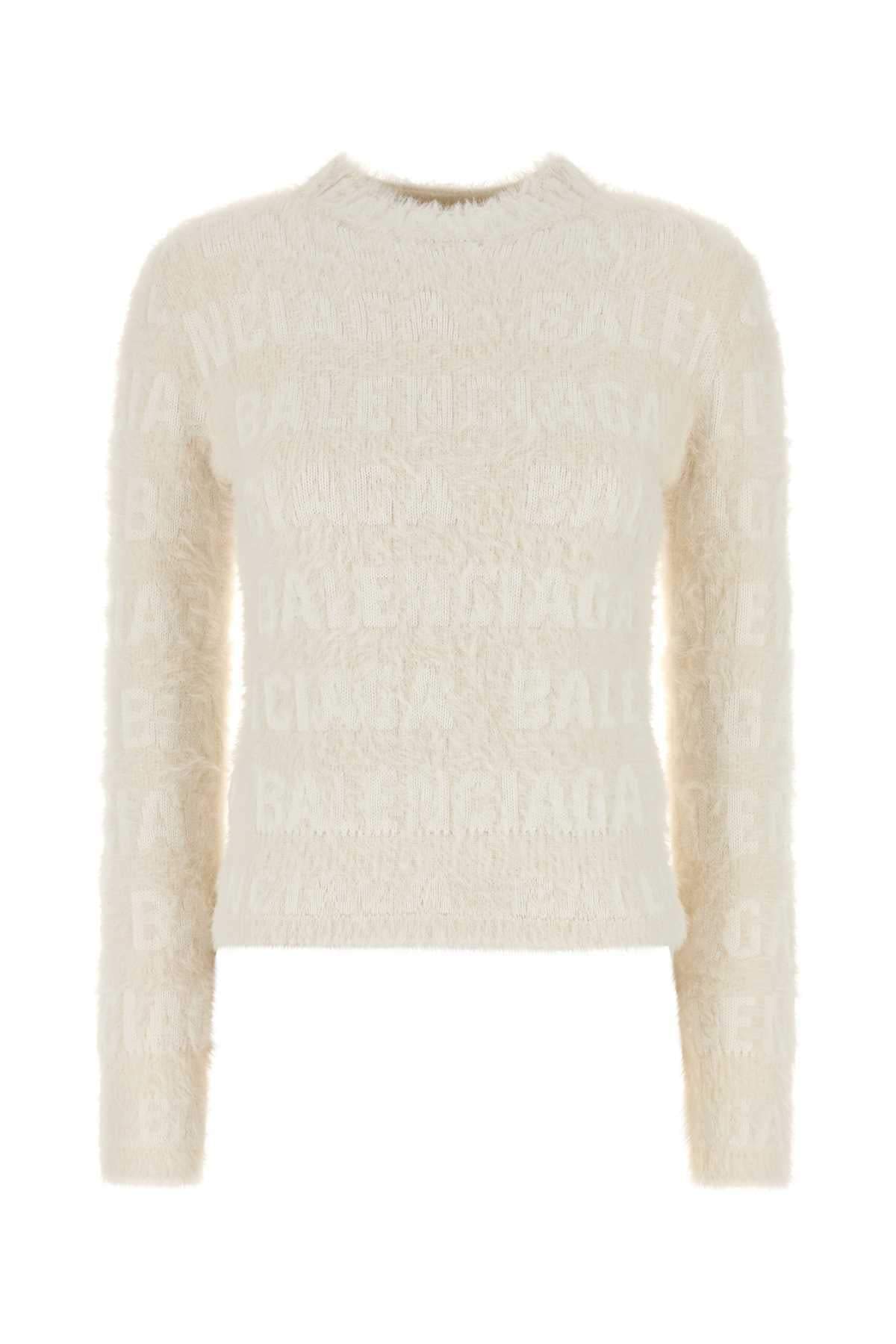 Balenciaga Women Ivory Wool Blend Sweater DestGlow