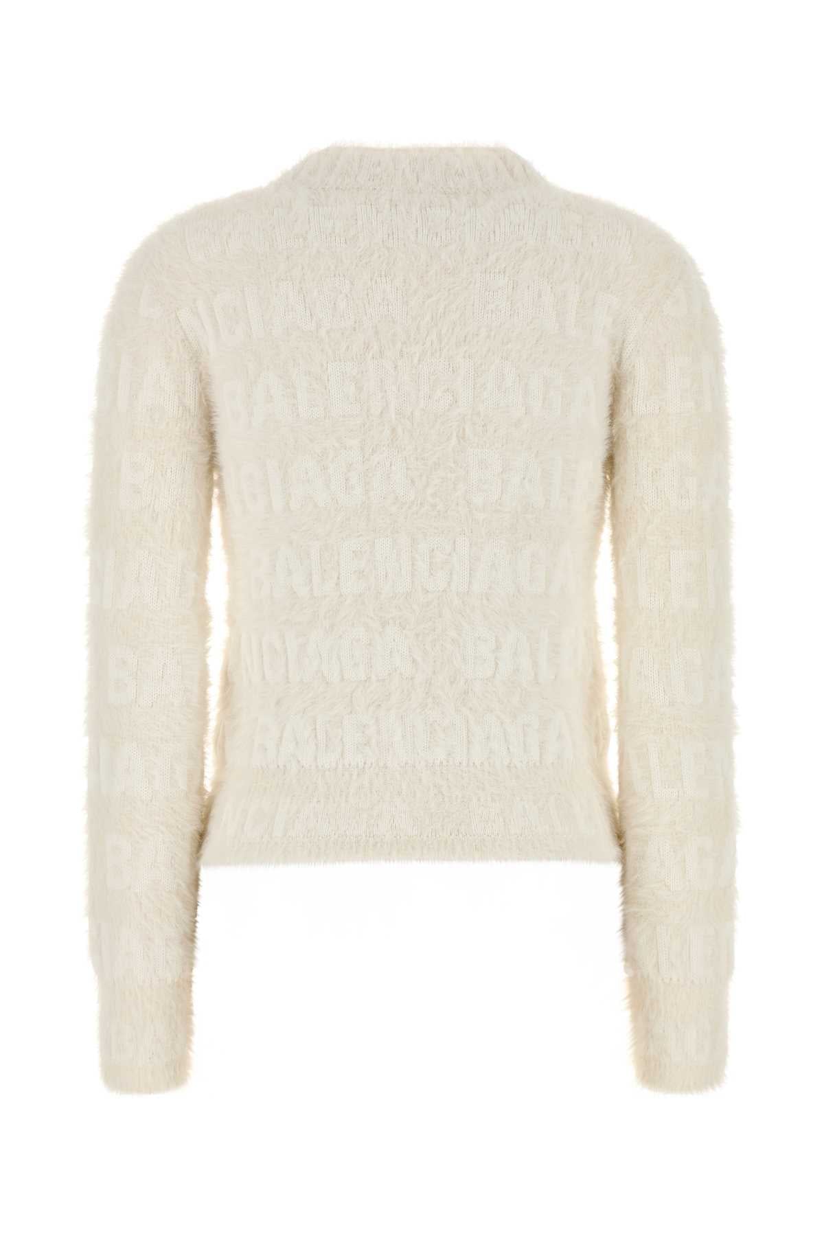Balenciaga Women Ivory Wool Blend Sweater DestGlow
