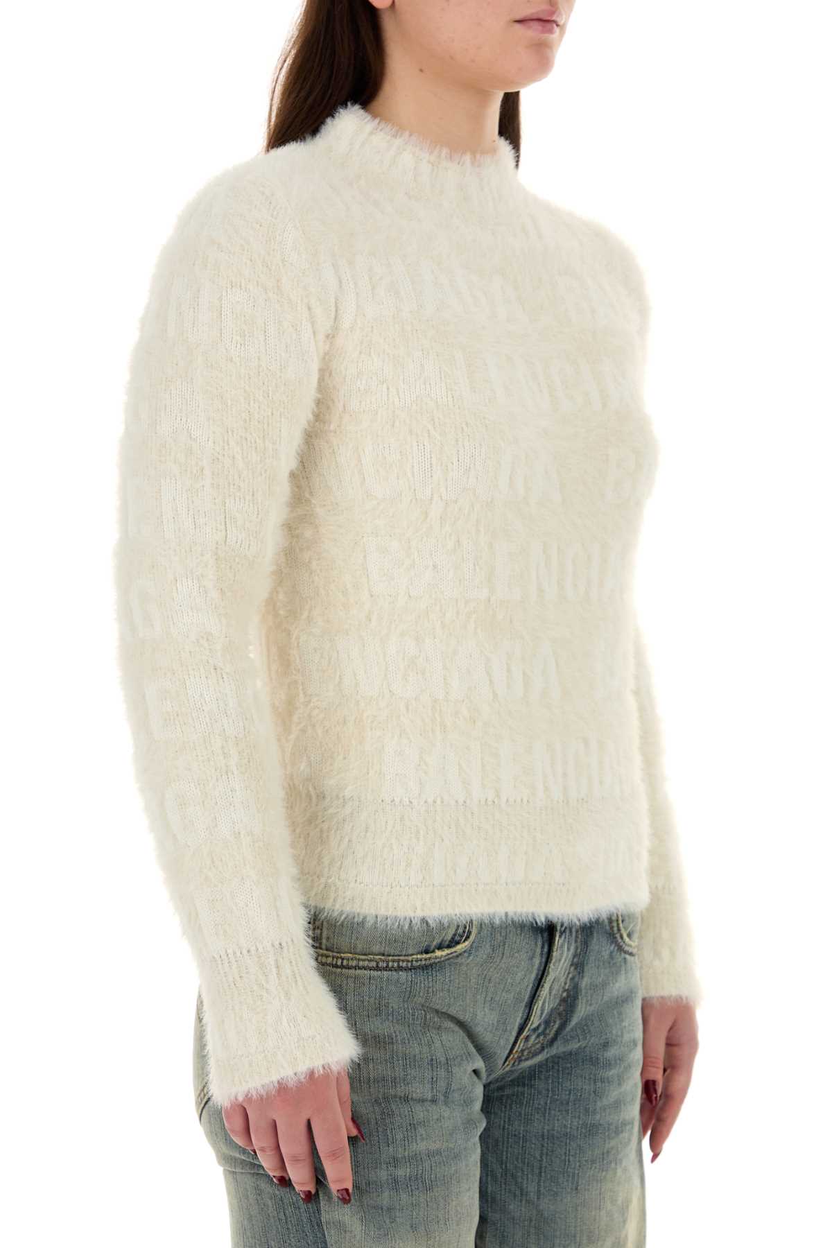 Balenciaga Women Ivory Wool Blend Sweater DestGlow