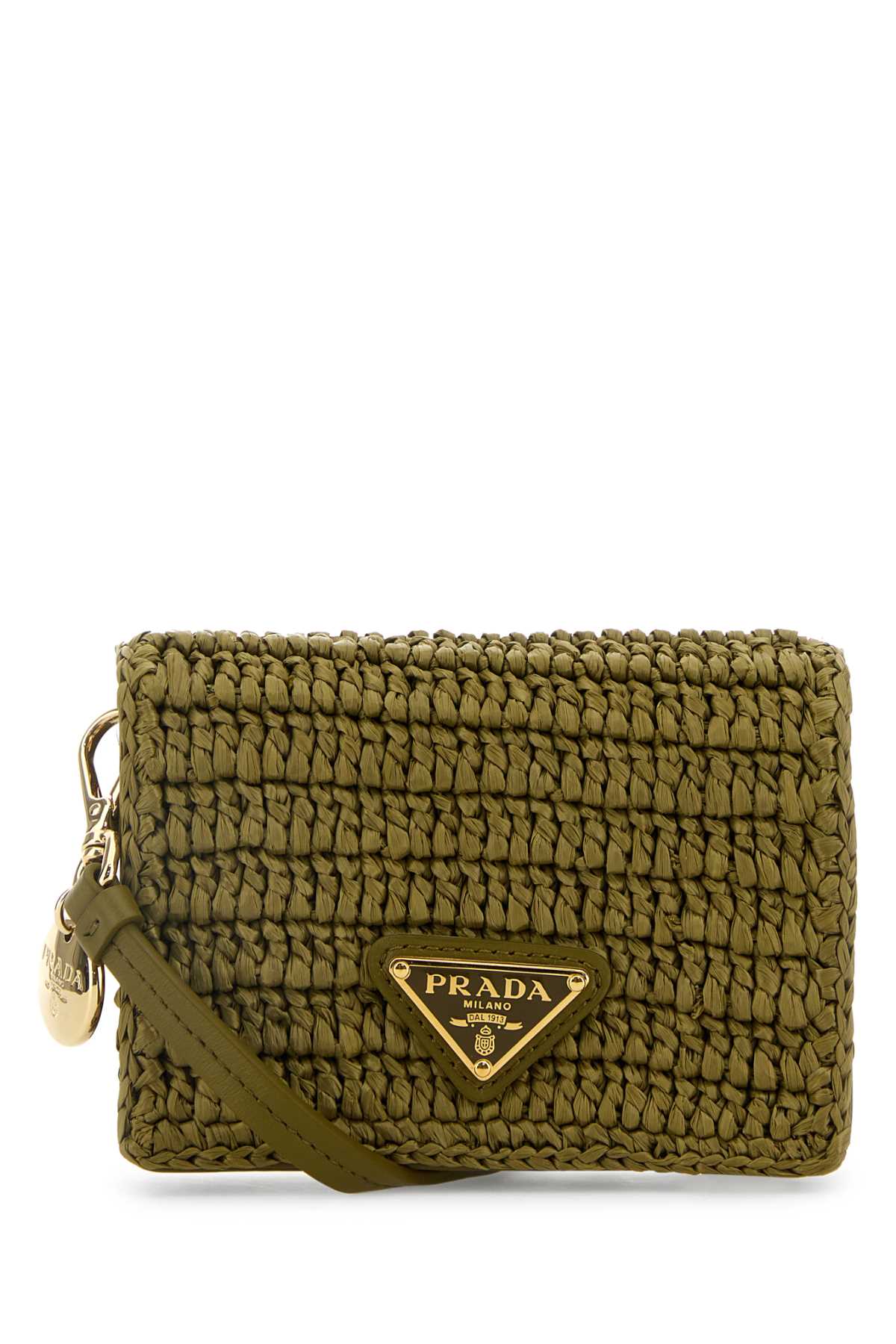 Prada Women Olive Green Raffia Card Holder DestGlow