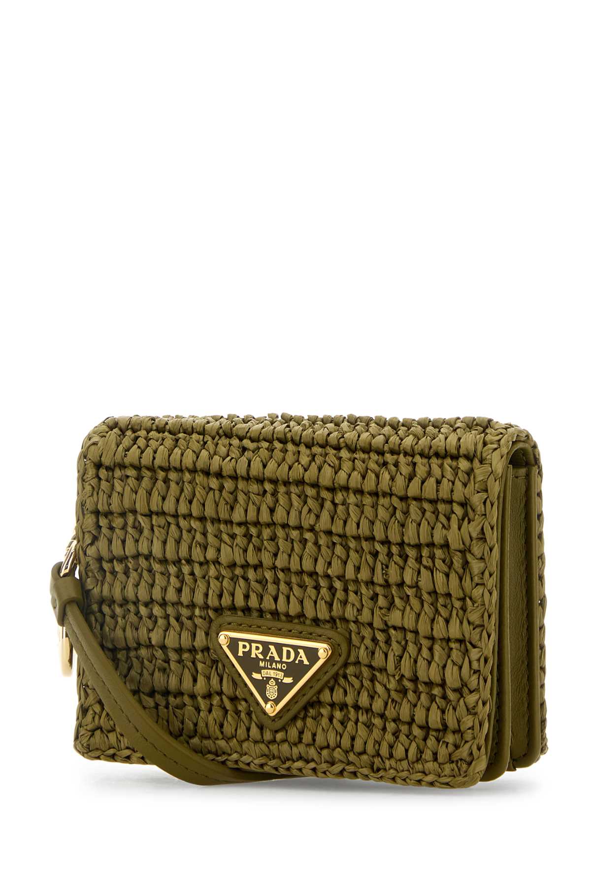 Prada Women Olive Green Raffia Card Holder DestGlow