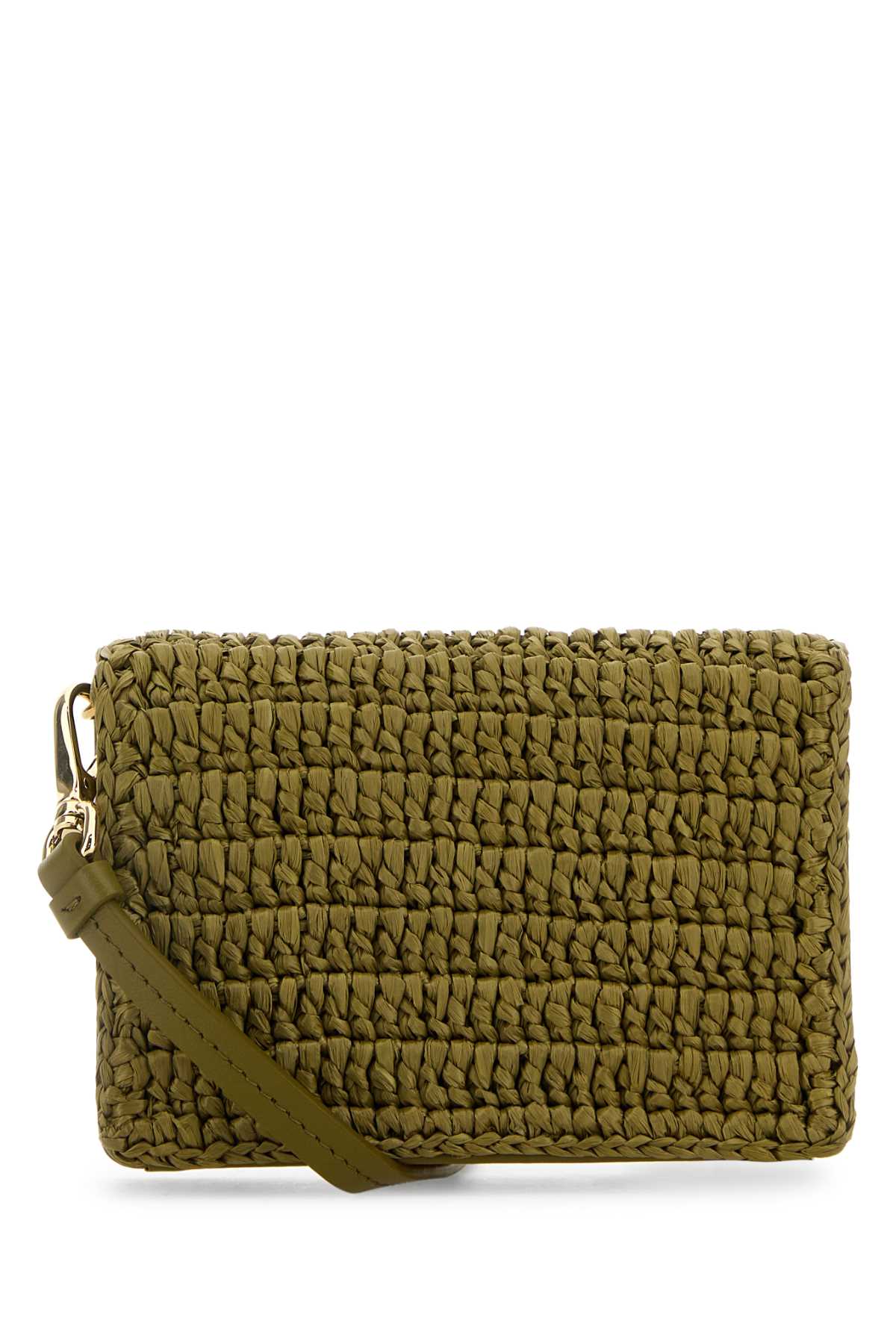 Prada Women Olive Green Raffia Card Holder DestGlow