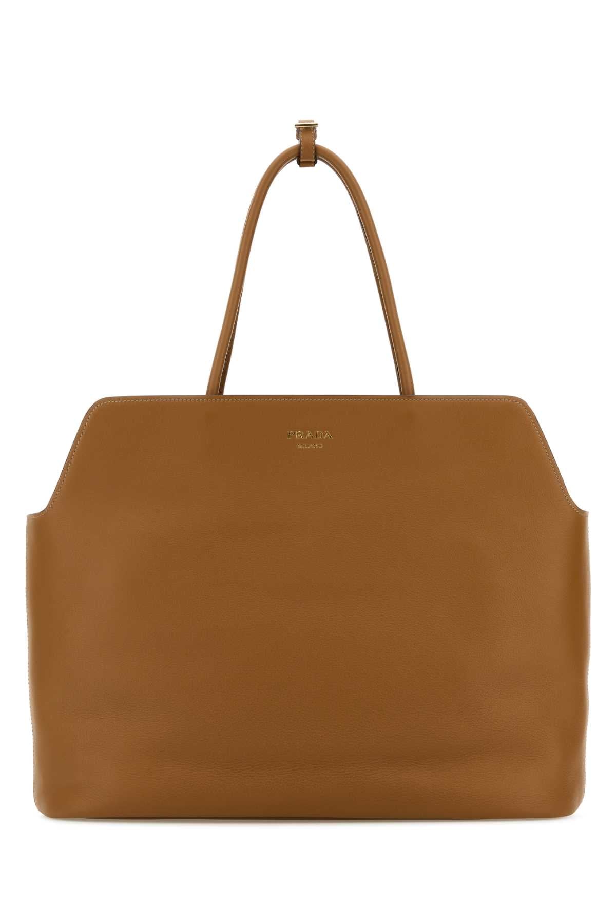 Prada Women Caramel Leather Shopping Bag DestGlow