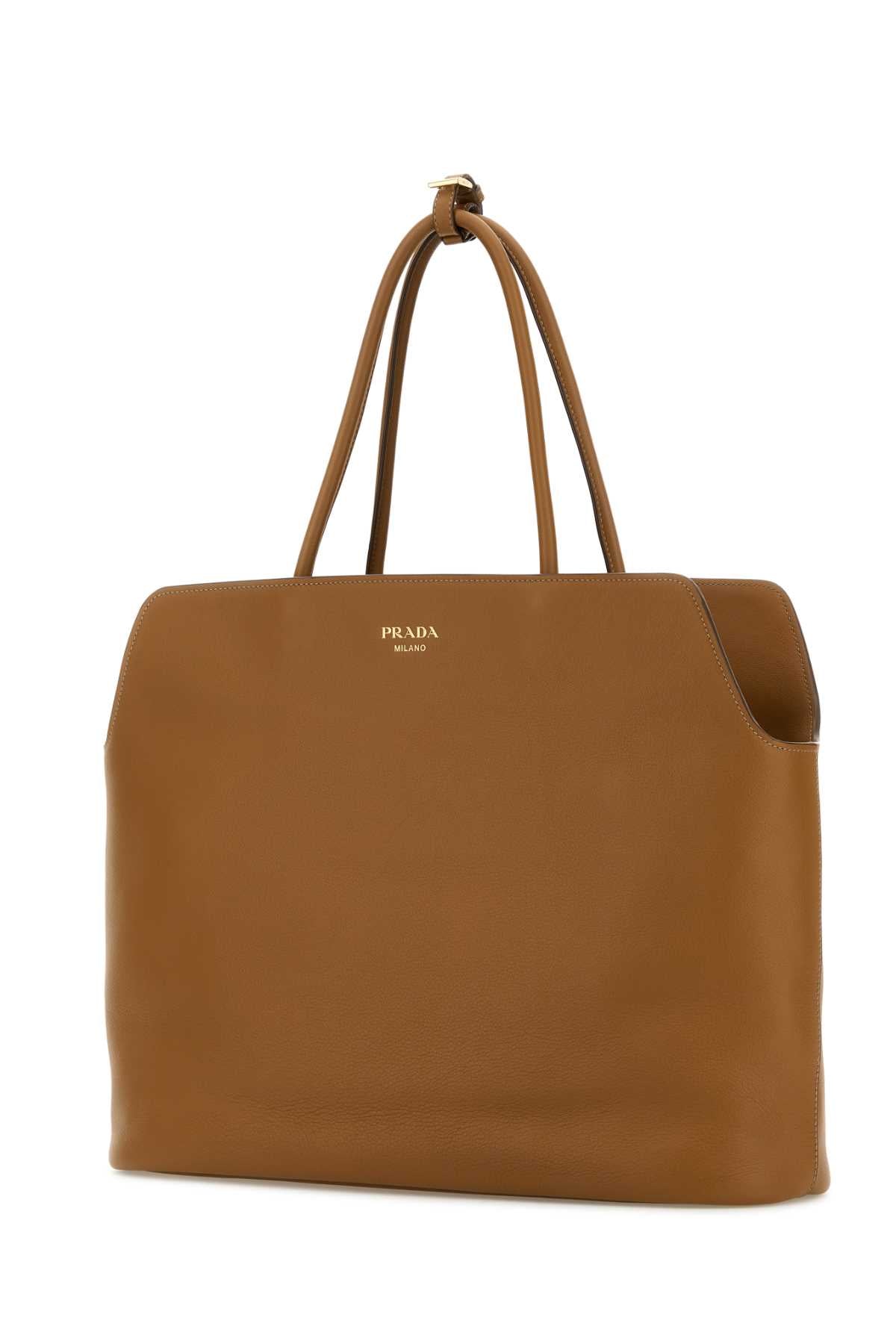 Prada Women Caramel Leather Shopping Bag DestGlow