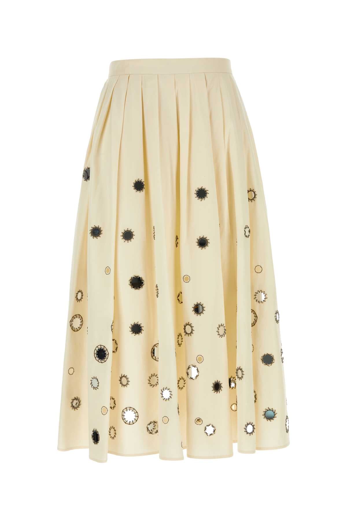 Prada Women Cream Cotton Skirt DestGlow