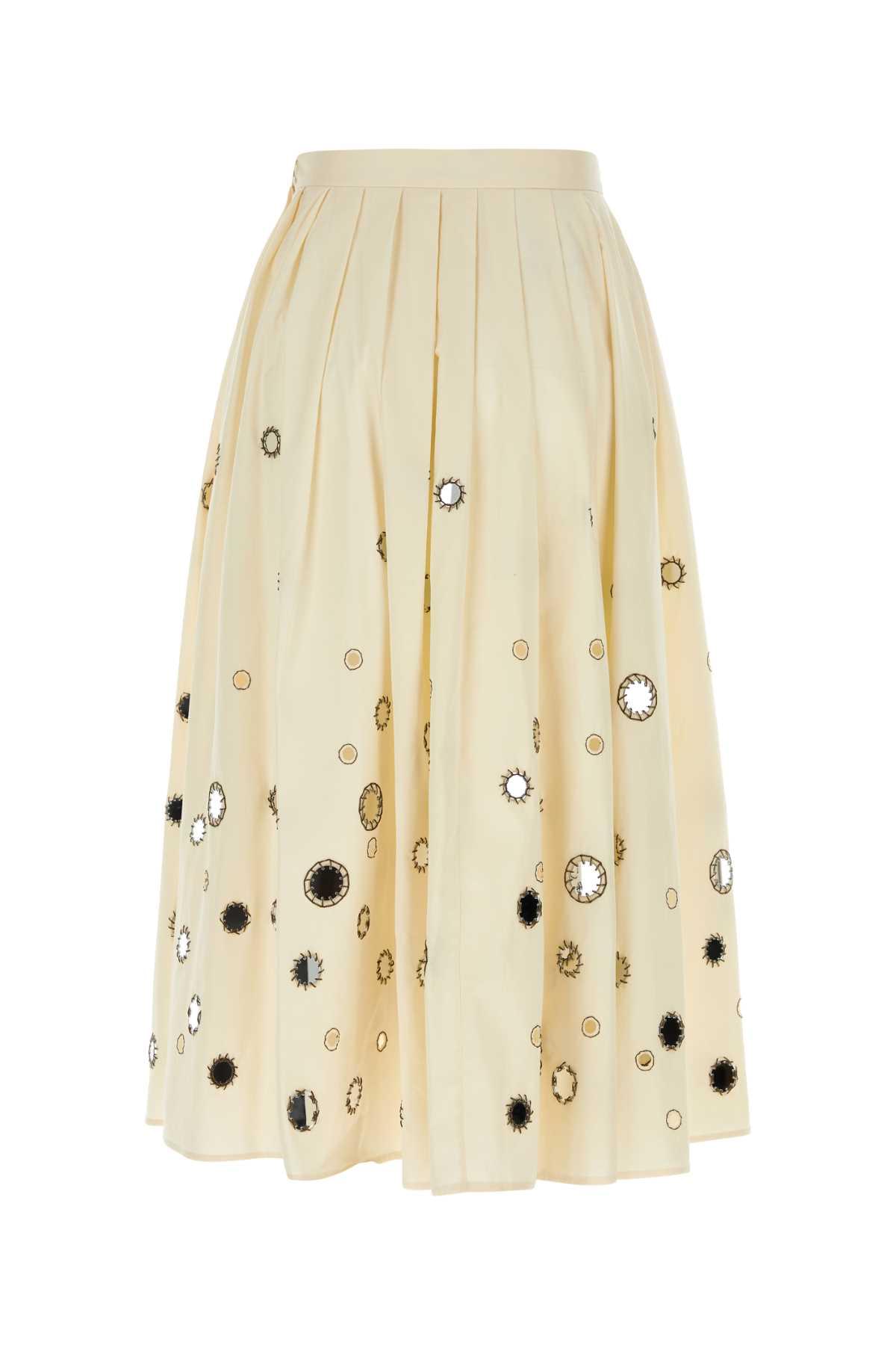 Prada Women Cream Cotton Skirt DestGlow
