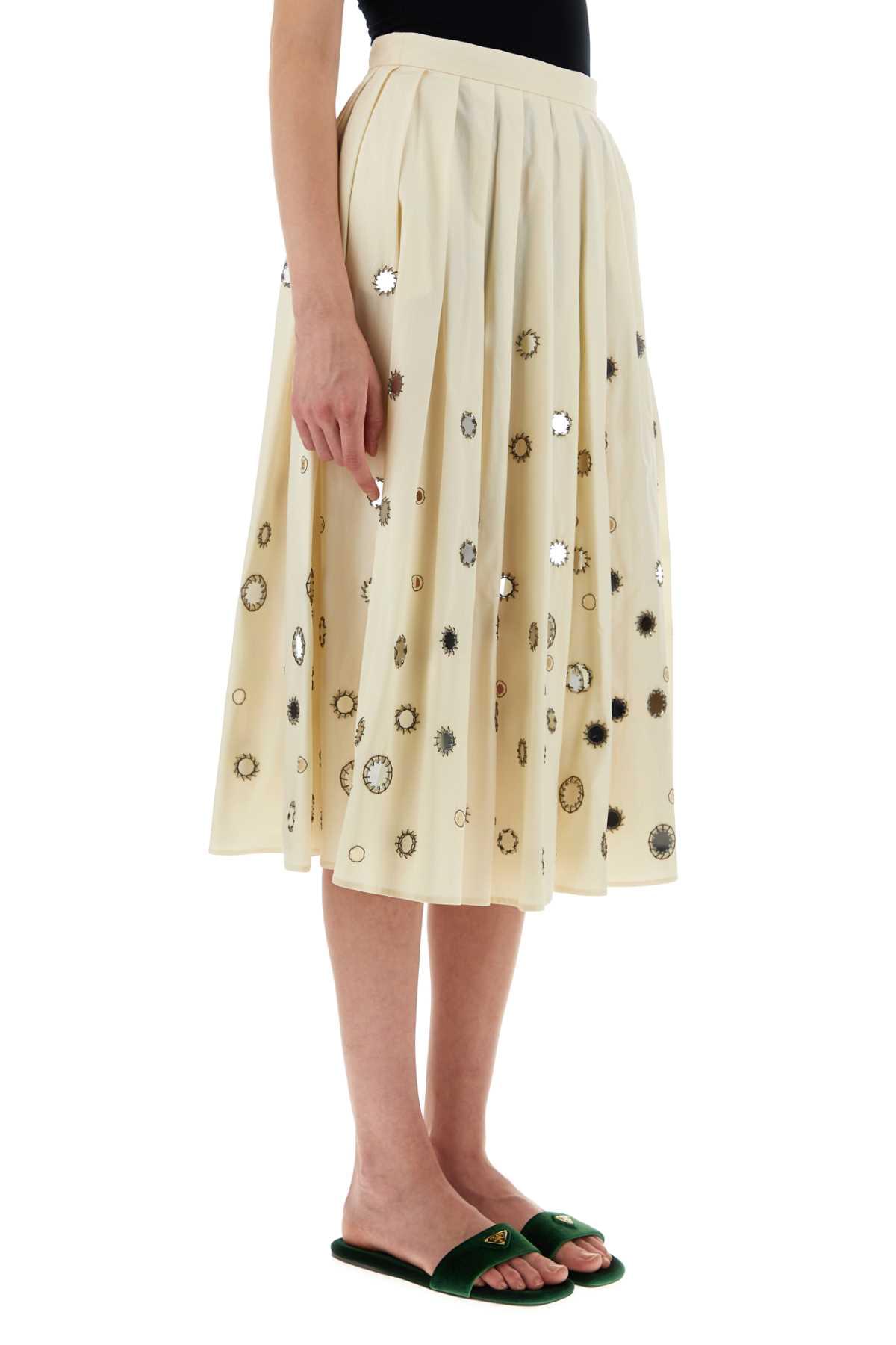Prada Women Cream Cotton Skirt DestGlow