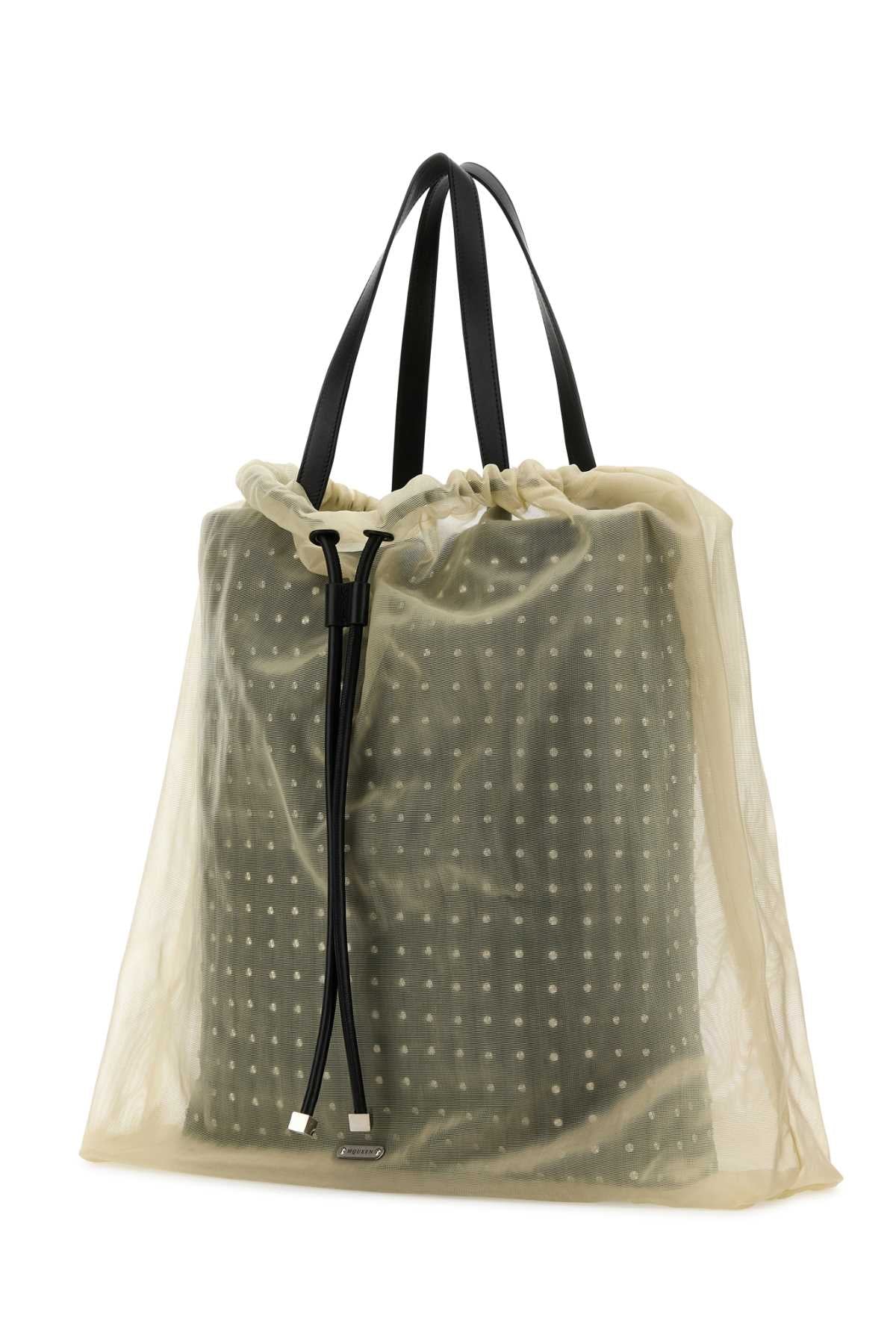 Alexander Mcqueen Women Two-Tone Leather And Tulle Nebula Shopping Bag DestGlow