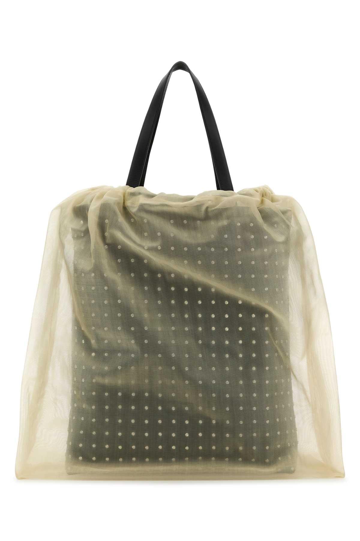 Alexander Mcqueen Women Two-Tone Leather And Tulle Nebula Shopping Bag DestGlow