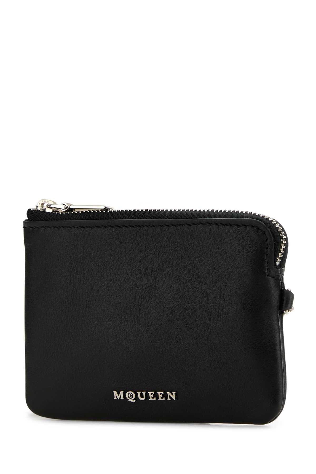Alexander Mcqueen Women Black Leather Sling Card Holder by Luosophy