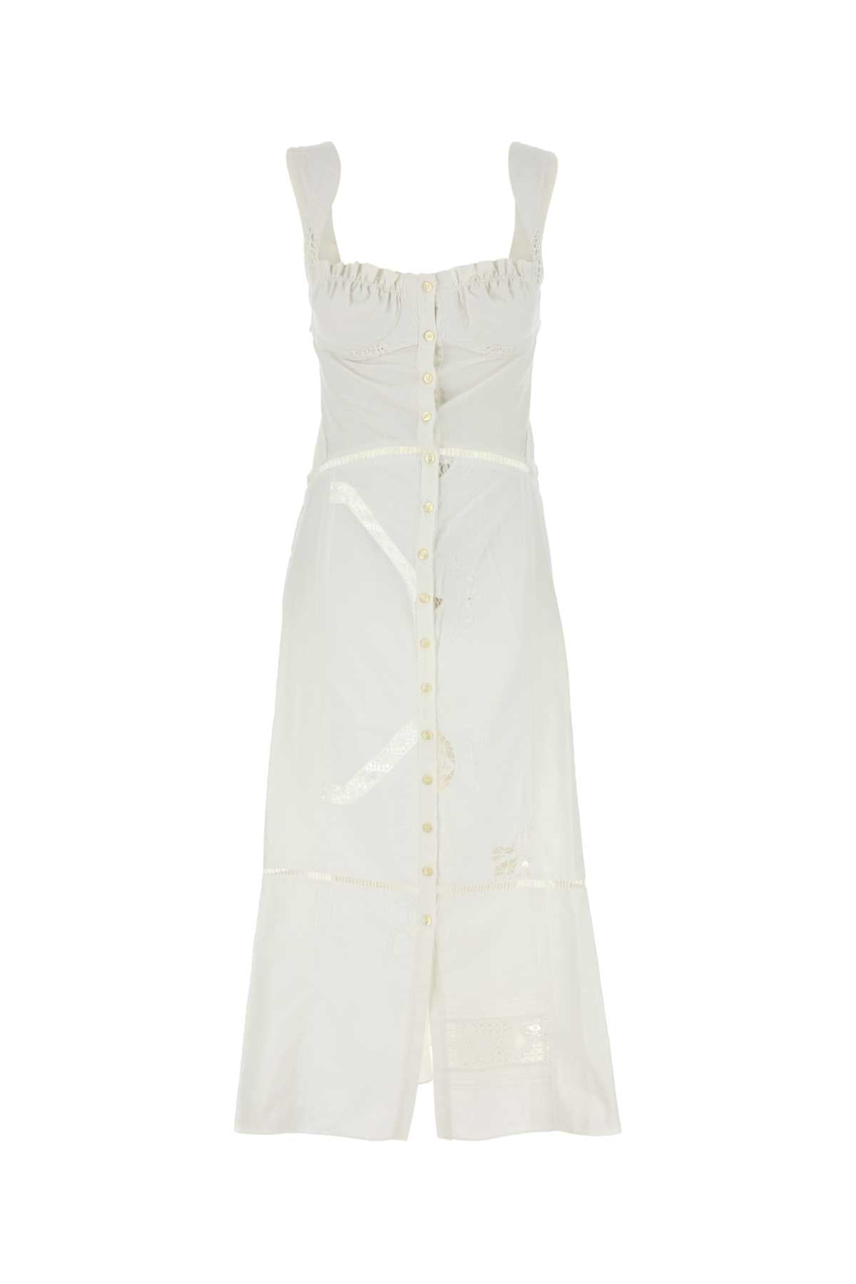 Marine Serre Women White Cotton Dress DestGlow