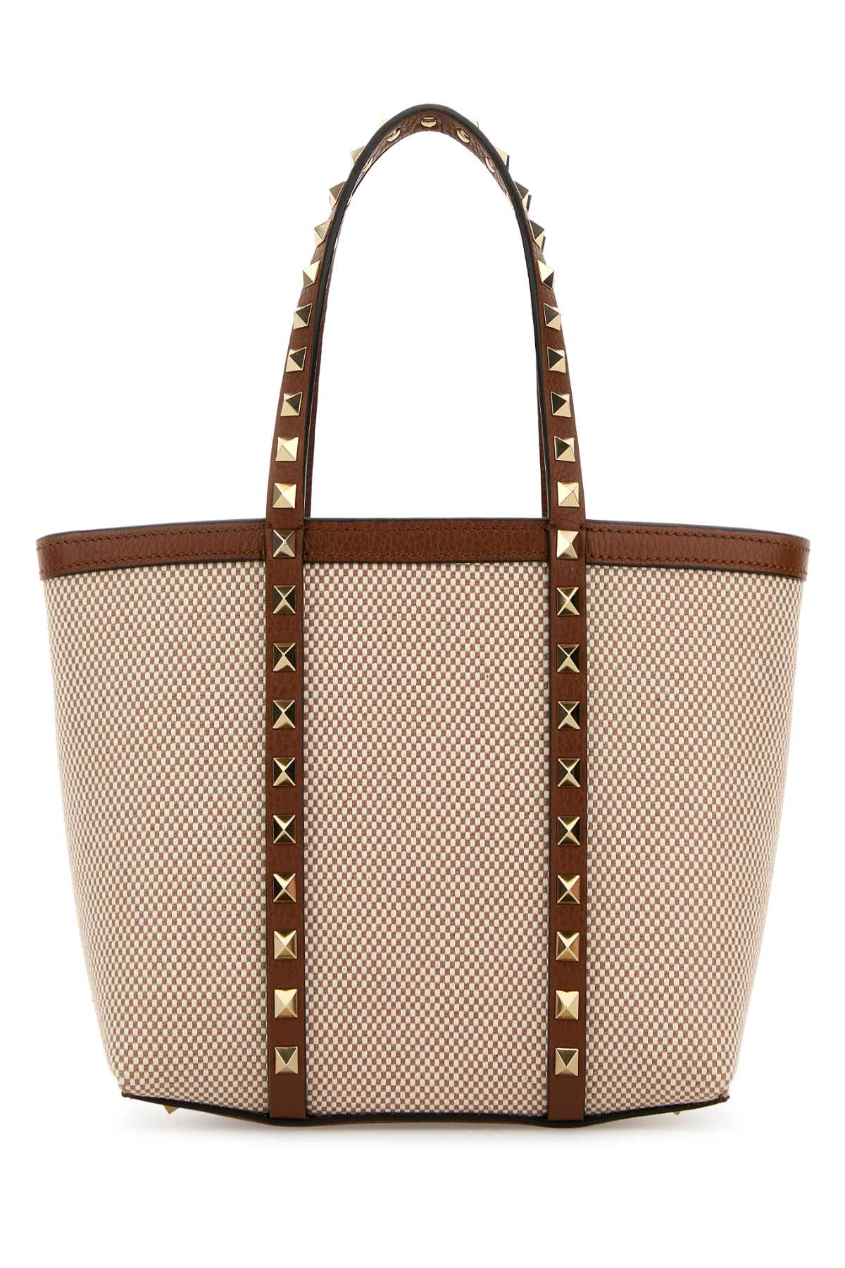 Valentino Garavani Women Two-Tone Canvas Medium Rockstud Handbag