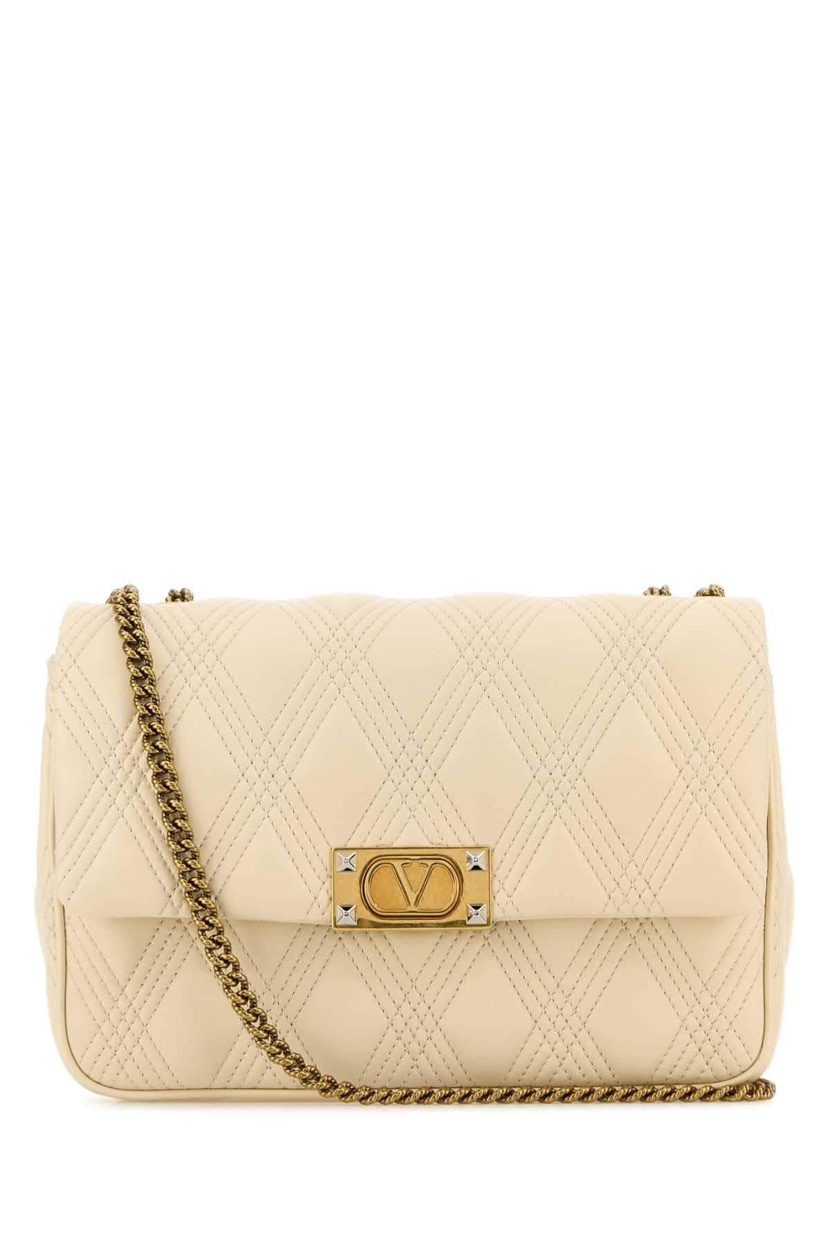 Valentino Garavani Women Ivory Nappa Leather Large Quiltie 67 Shoulder Bag DestGlow
