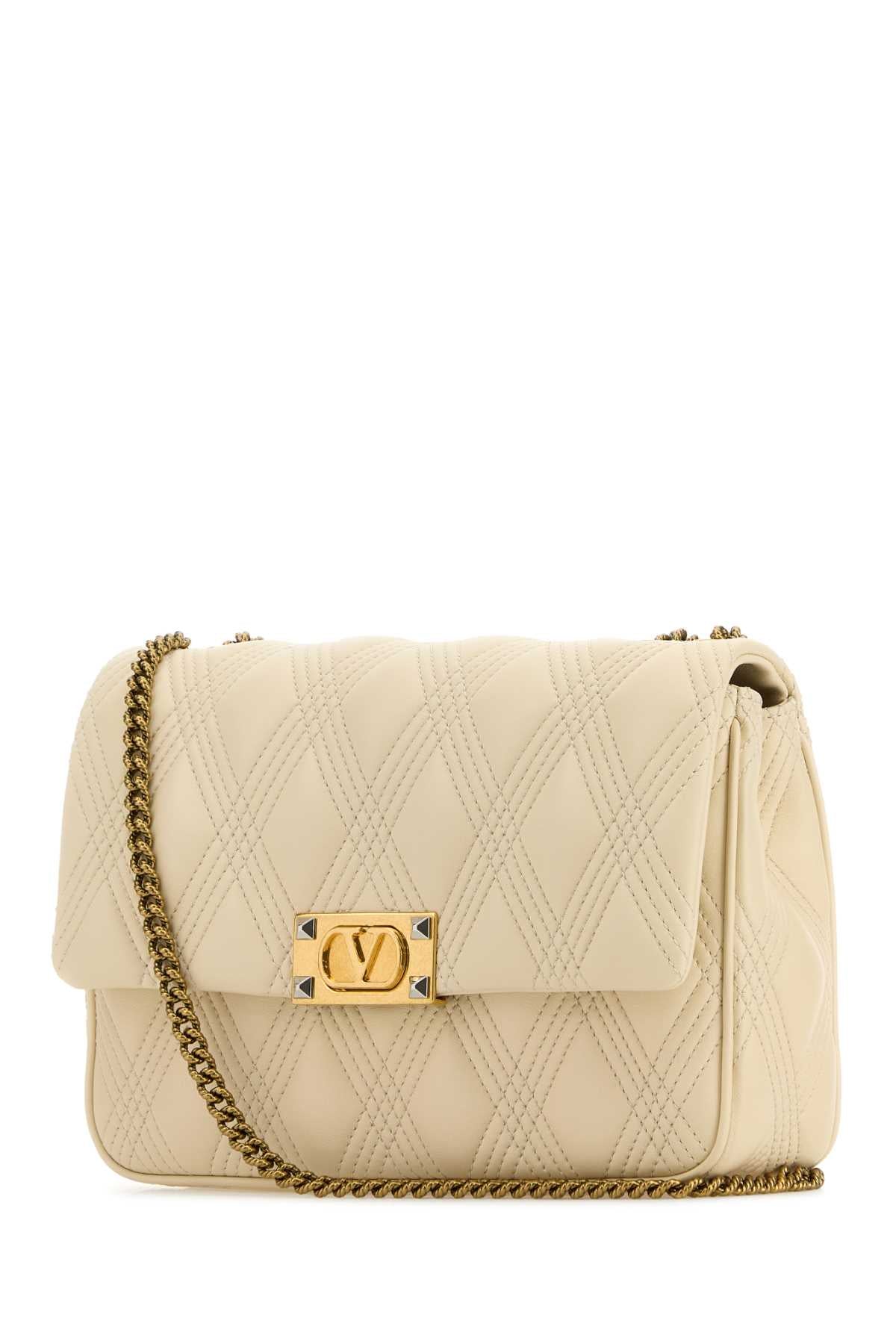 Valentino Garavani Women Ivory Nappa Leather Large Quiltie 67 Shoulder Bag DestGlow
