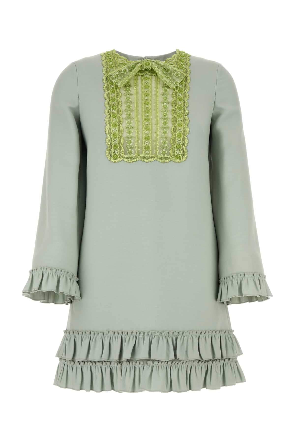 Valentino Garavani Women Mint Green Wool Blend Mini Dress DestGlow