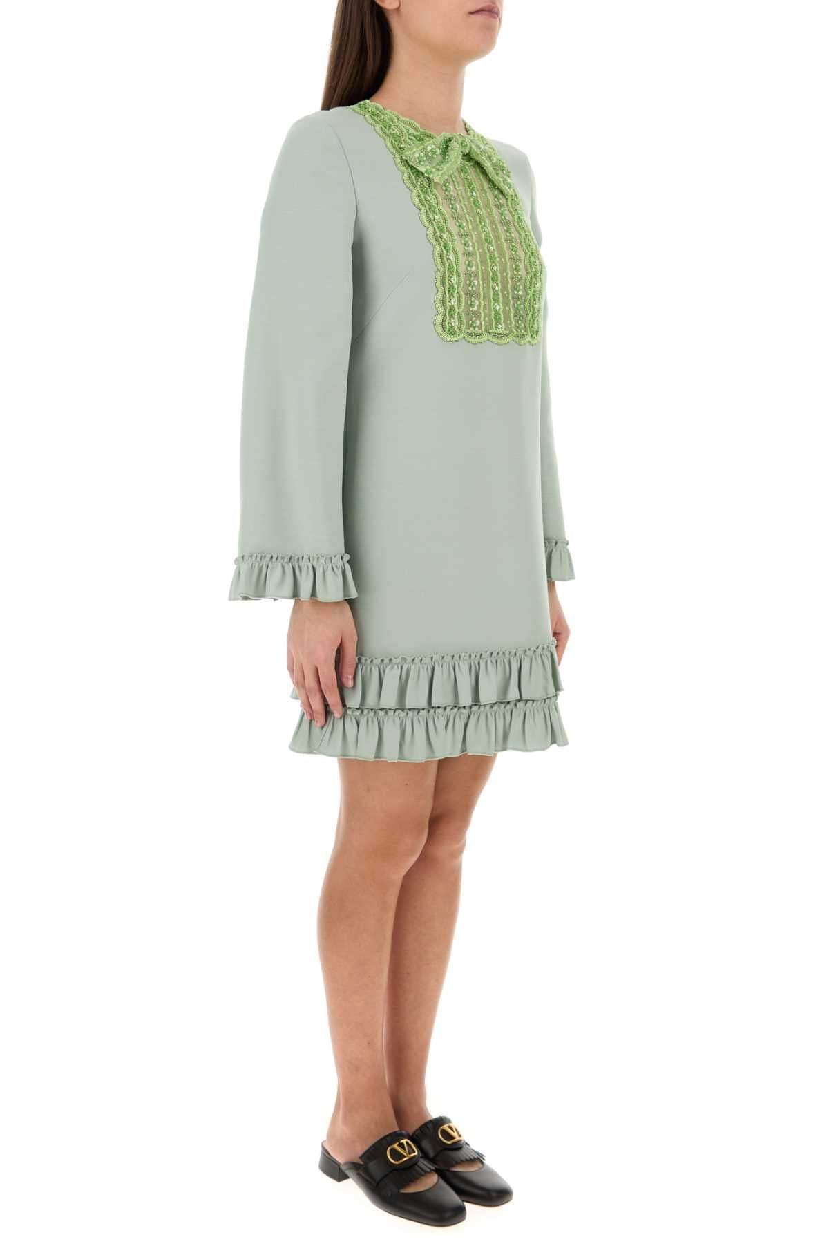 Valentino Garavani Women Mint Green Wool Blend Mini Dress DestGlow