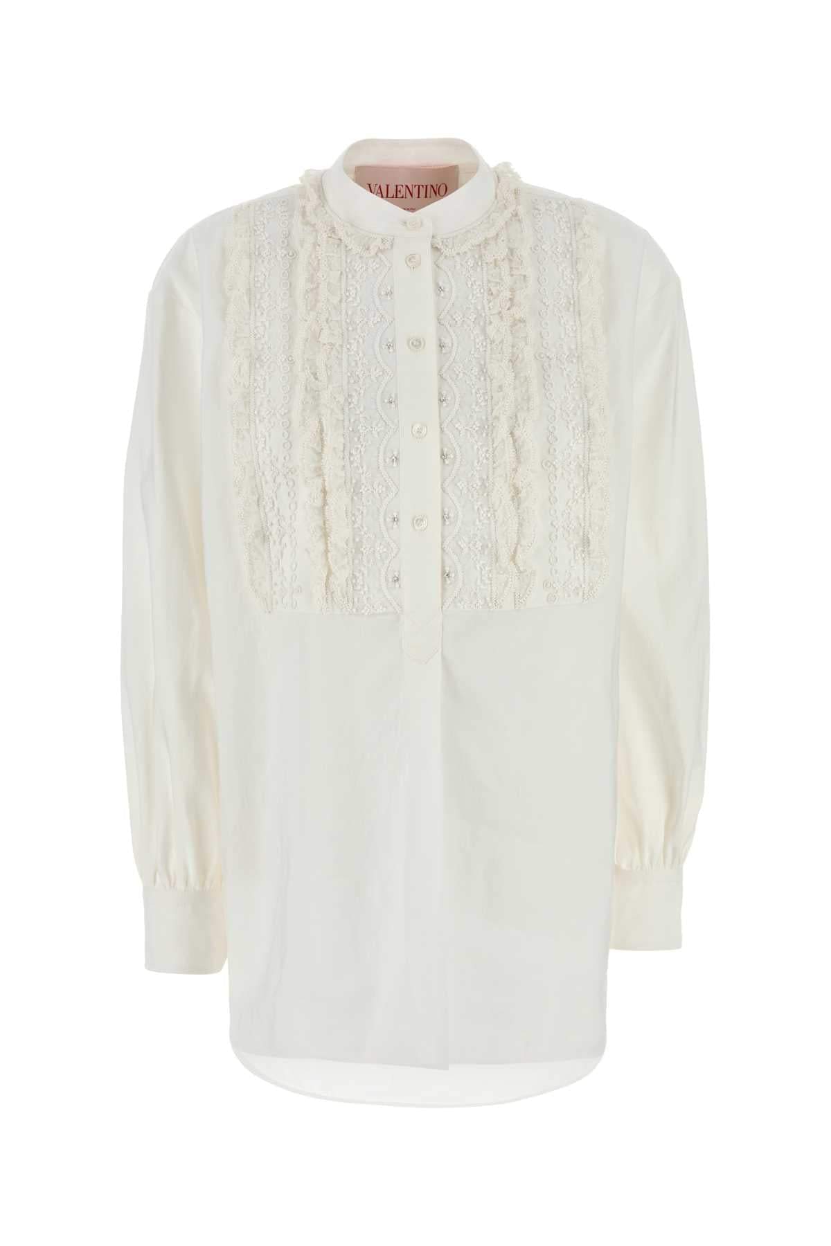 Valentino Garavani Women White Cotton Blend Blouse DestGlow