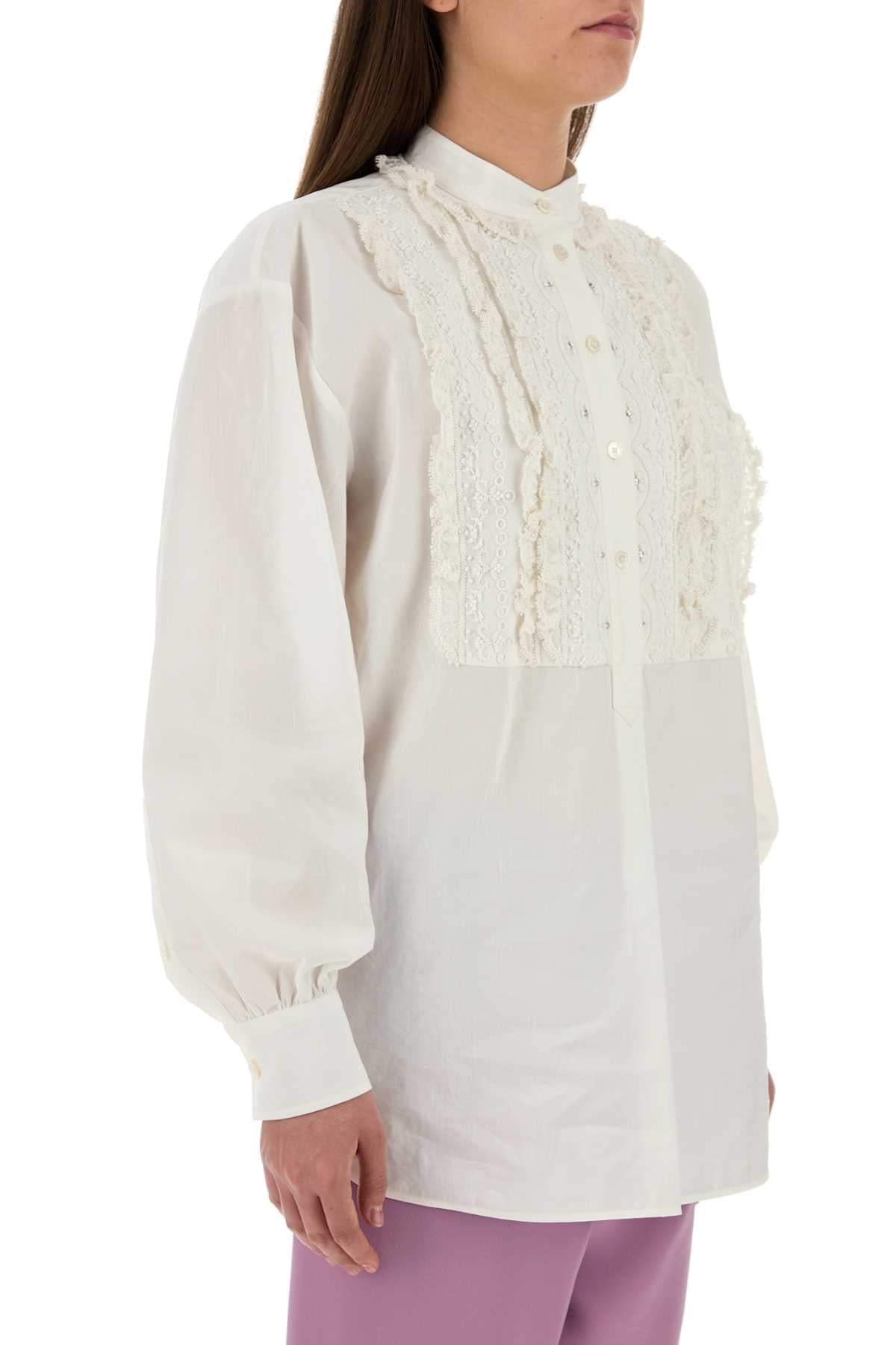 Valentino Garavani Women White Cotton Blend Blouse DestGlow