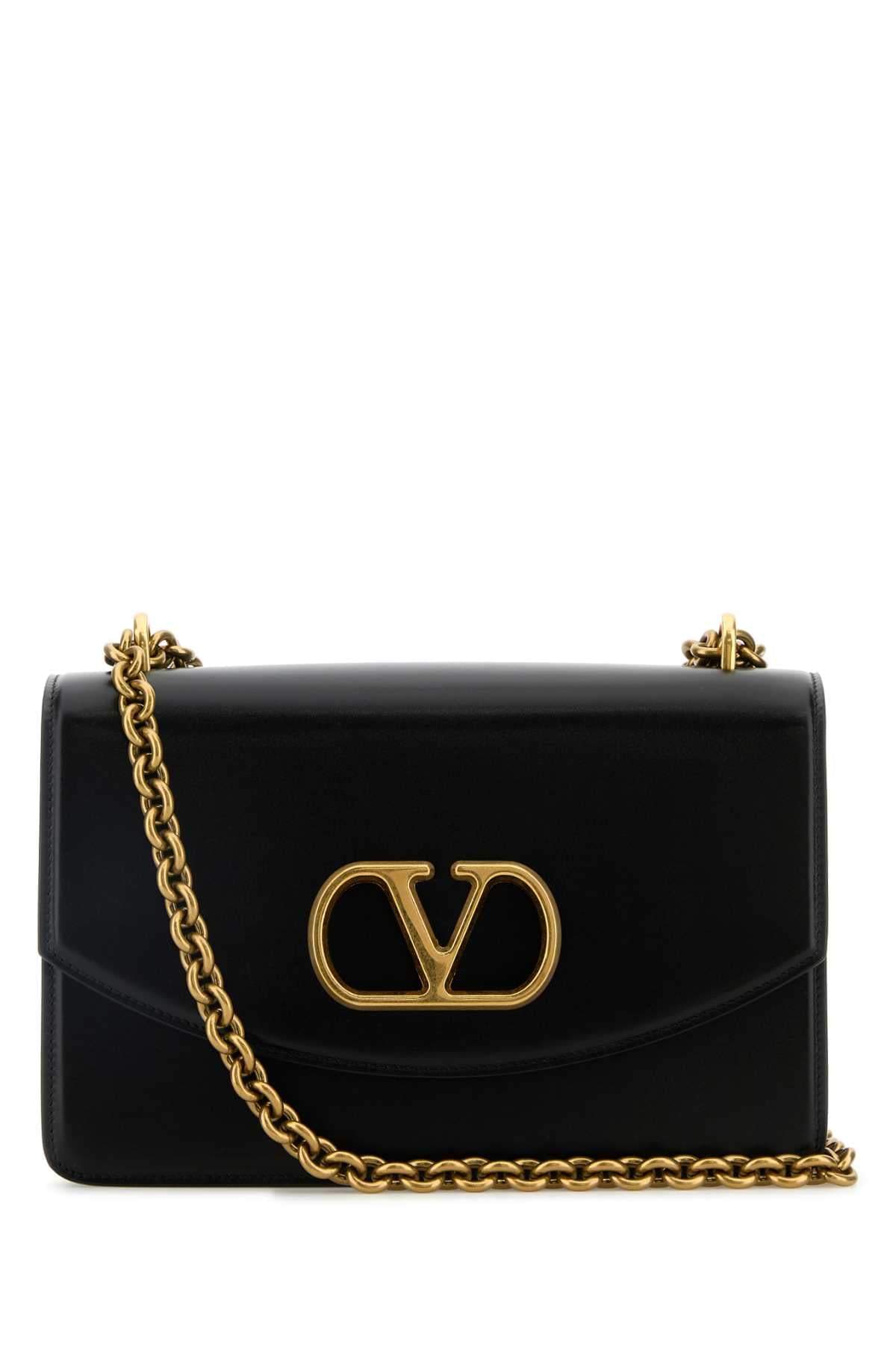 Valentino Garavani Women Black Leather Vain Shoulder Bag DestGlow