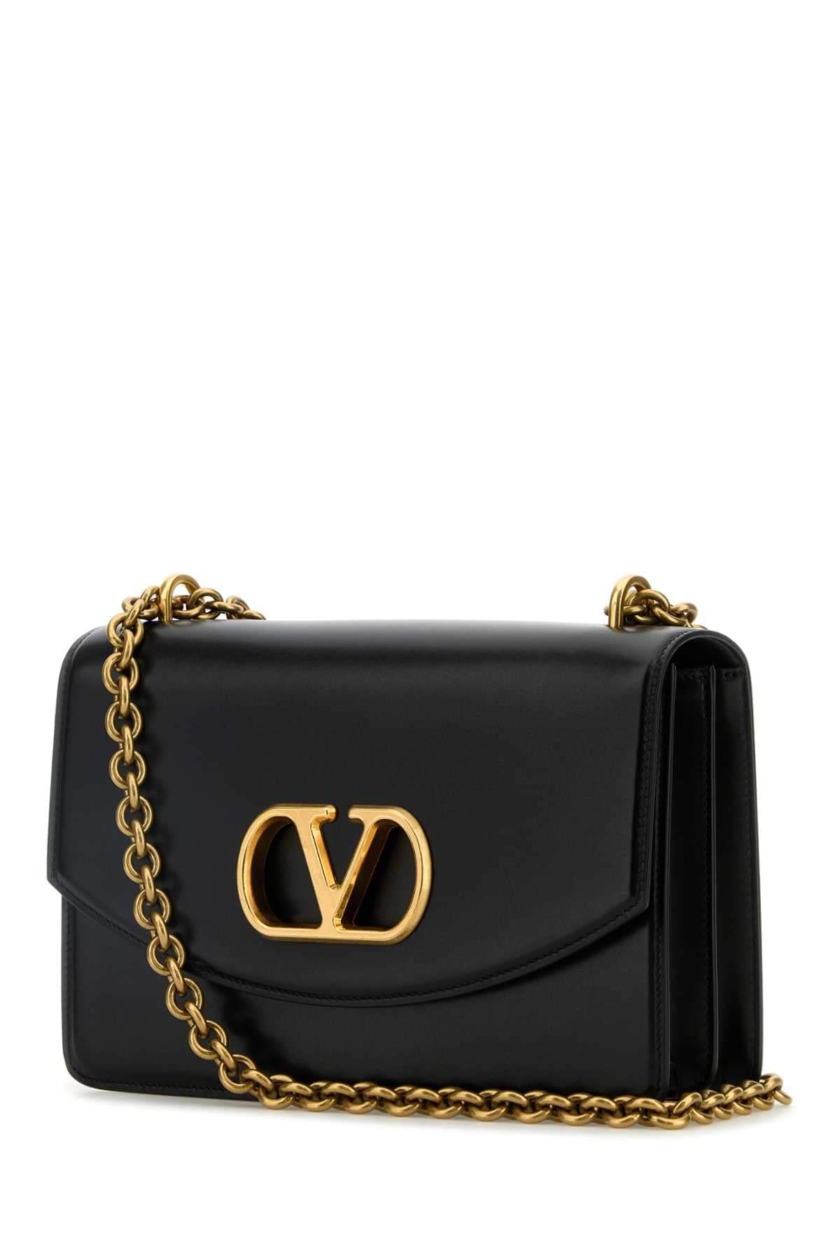 Valentino Garavani Women Black Leather Vain Shoulder Bag DestGlow