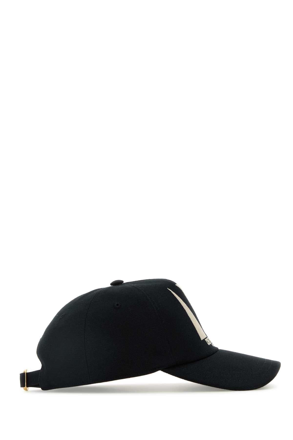 Valentino Garavani Women Black Cotton Baseball Cap DestGlow