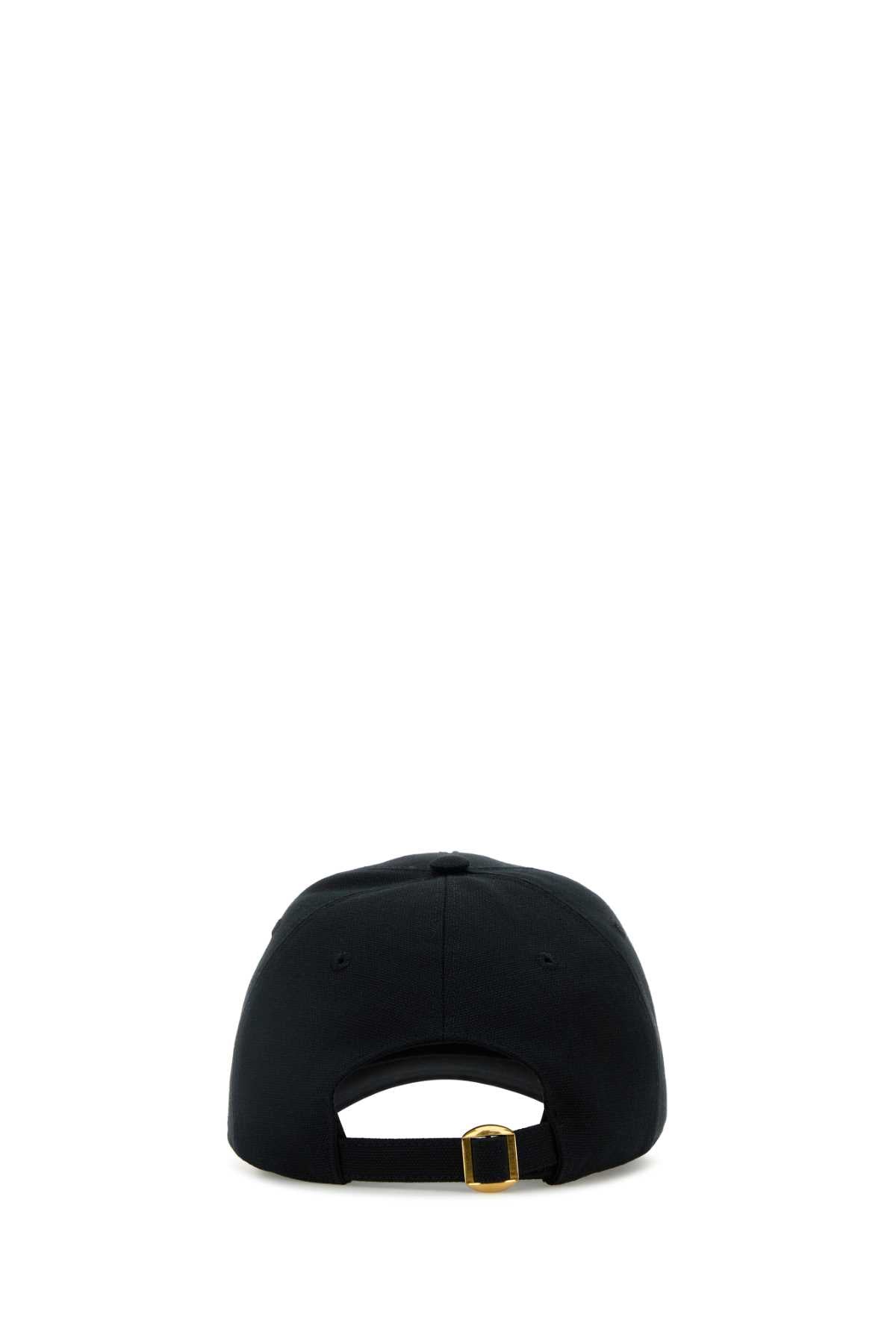 Valentino Garavani Women Black Cotton Baseball Cap DestGlow
