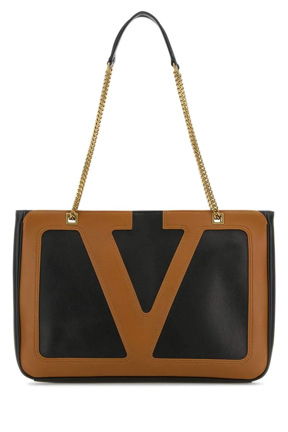 Valentino Garavani Women Black Nappa Leather Medium Viva Superstar Shopping Bag DestGlow