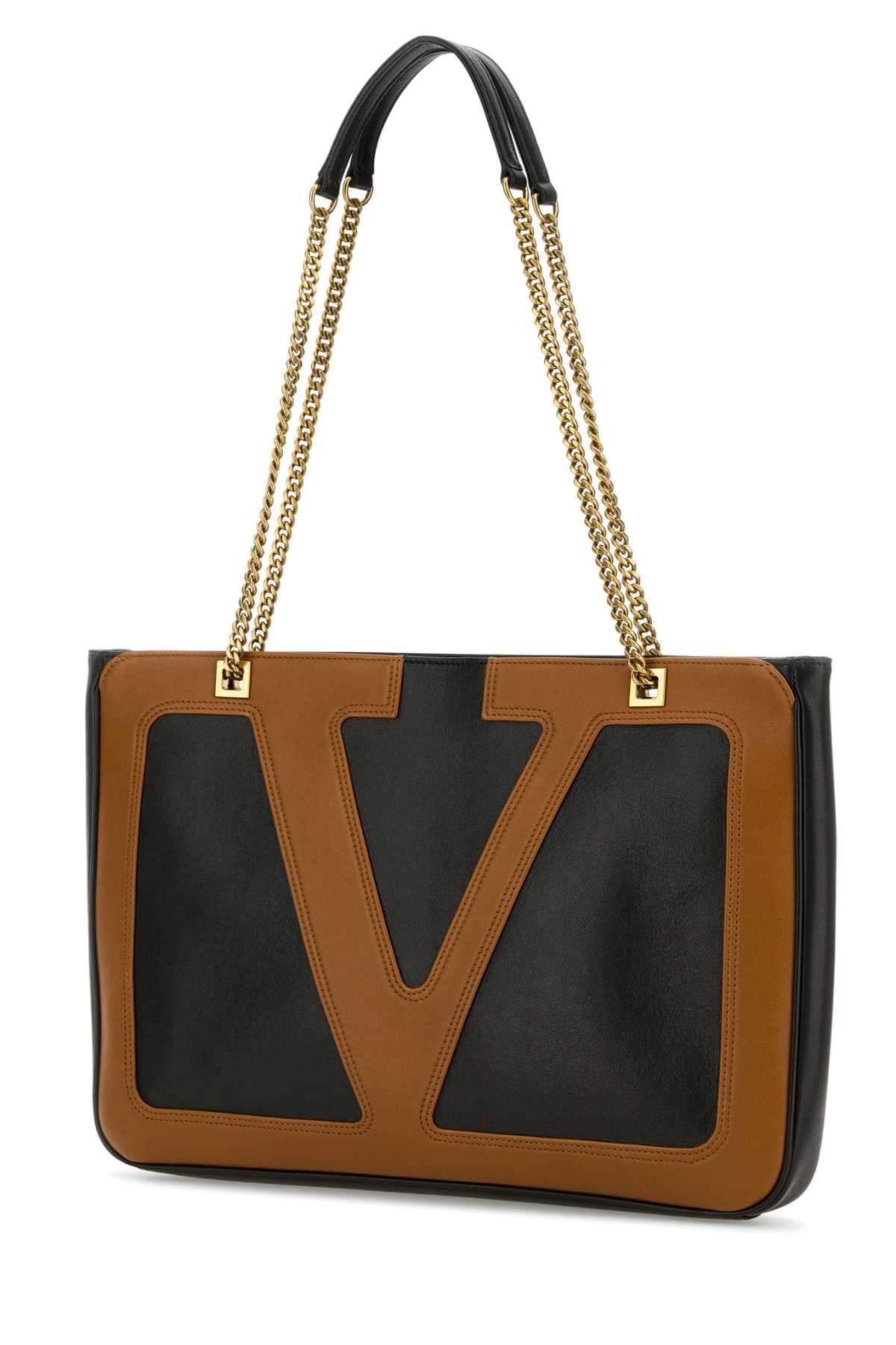 Valentino Garavani Women Black Nappa Leather Medium Viva Superstar Shopping Bag DestGlow
