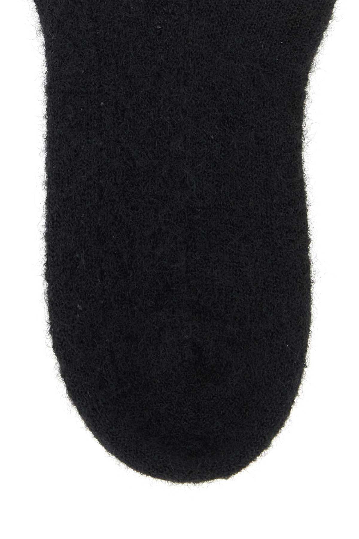 Valentino Garavani Women Black Stretch Mohair Blend Socks