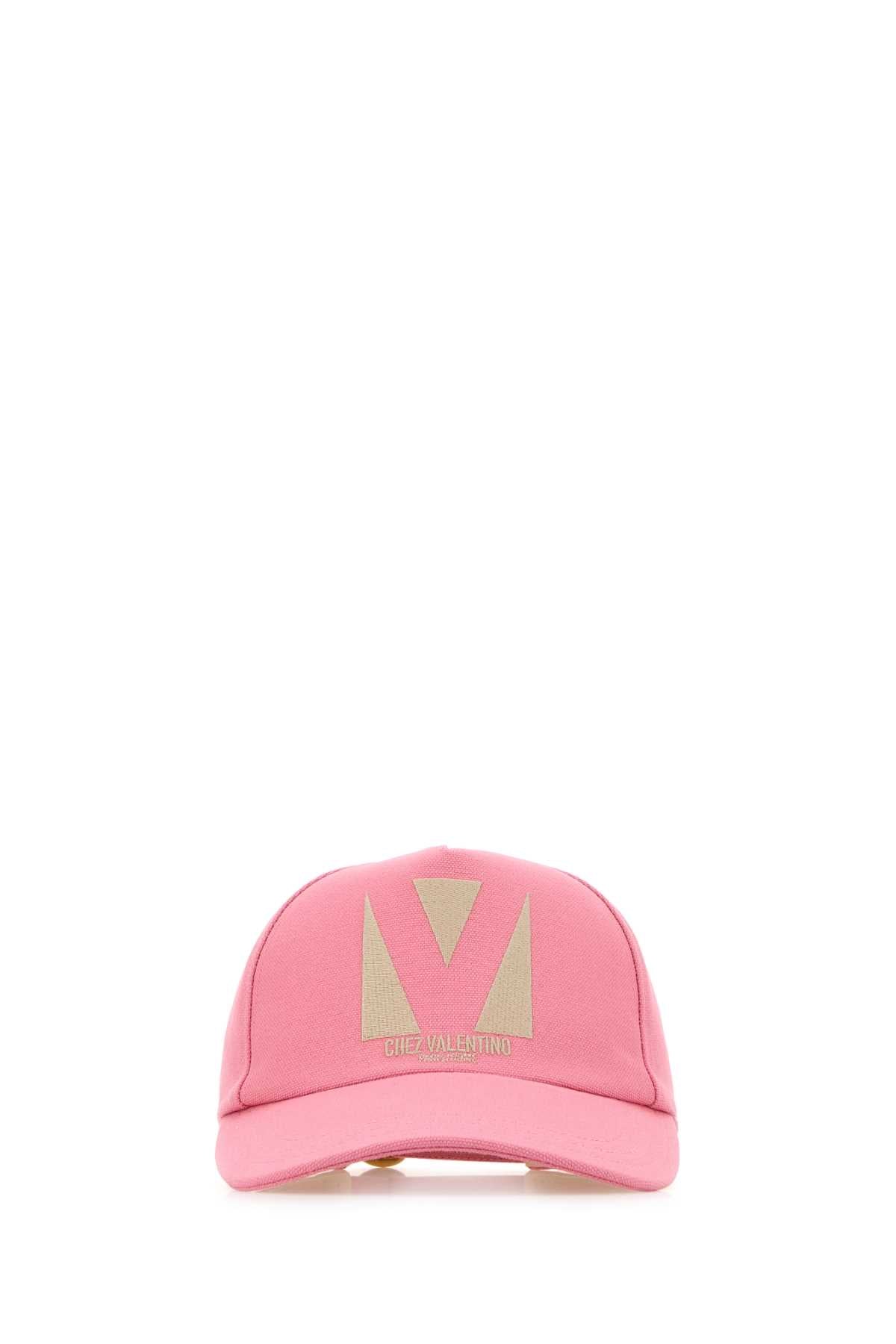Valentino Garavani Women Pink Cotton Baseball Cap DestGlow