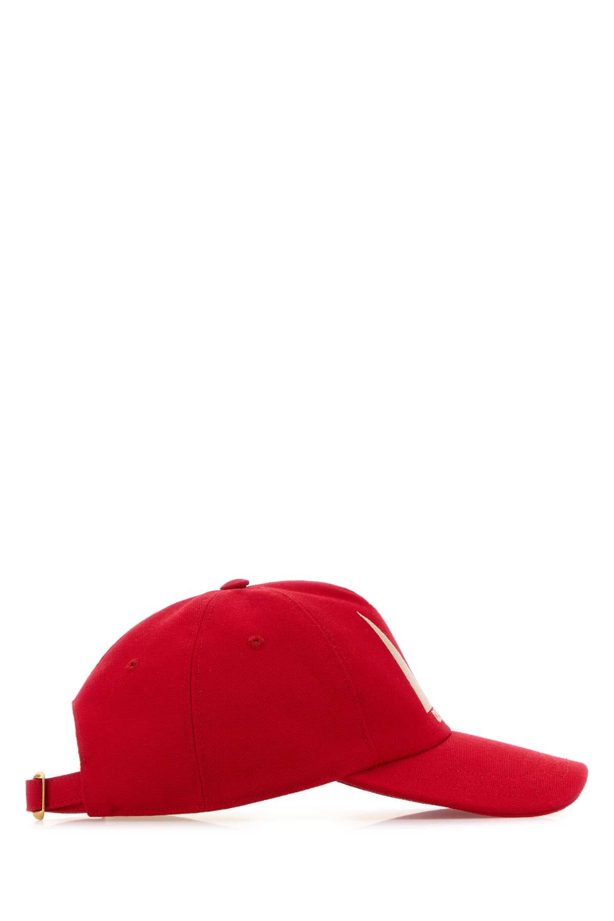 Valentino Garavani Women Red Cotton Baseball Cap DestGlow