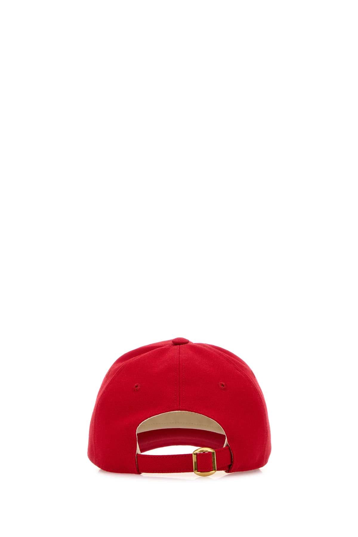 Valentino Garavani Women Red Cotton Baseball Cap DestGlow